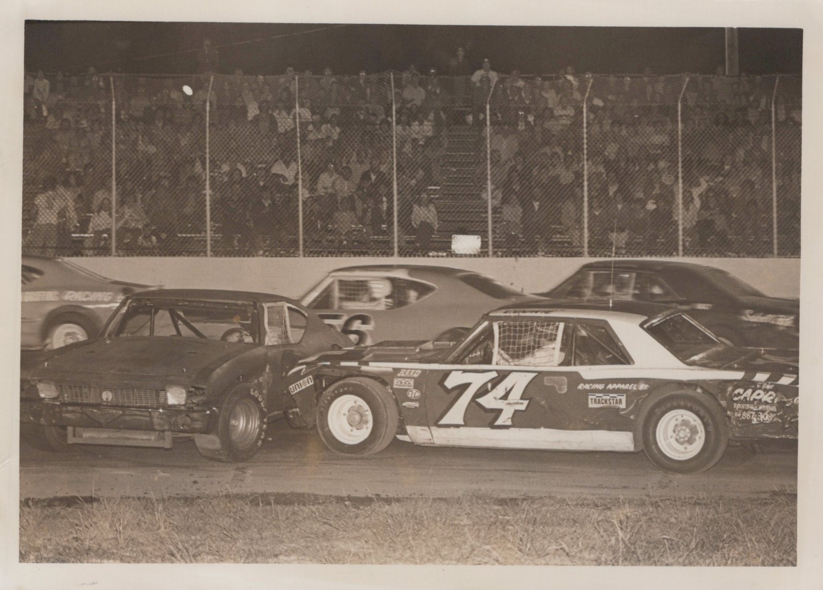 Cookie Visconti Ron Gibbs Islip NY stock car clash 1970s - Himes Estate Photo