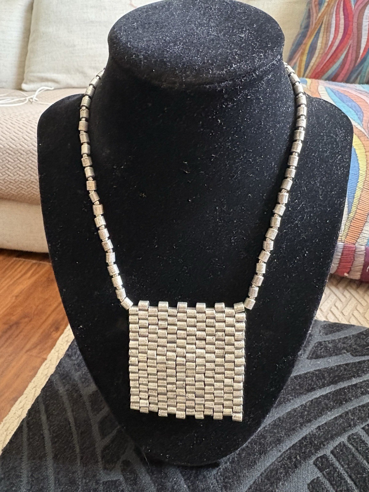 All Saints Industrial Statement Necklace Unisex Silvertone Signed