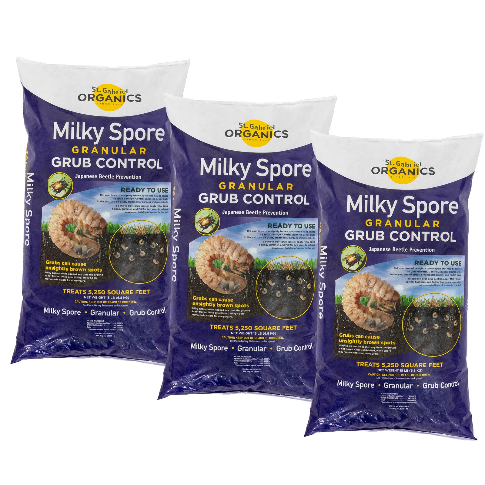 St. Gabriel Organics Milky Spore Japanese Beetle Killer Granules, 15lbs, 3 Pack St. Gabriel Organics Milky Spore Japanese Beetle Killer Granules, 15lbs, 3 Pack