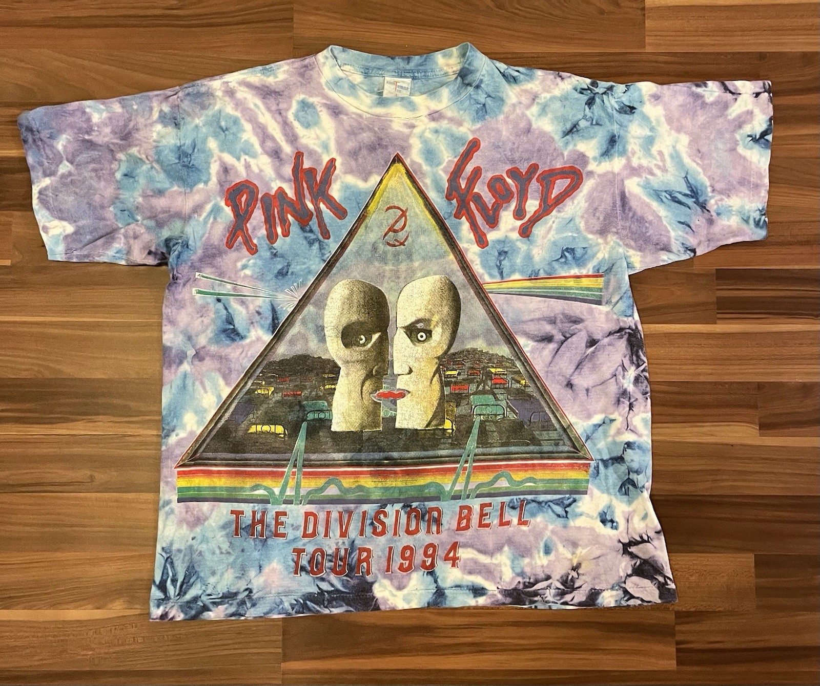 Vintage 1994 Pink Floyd Division Bell Tour Tie Dye T Shirt Large 90s Concert