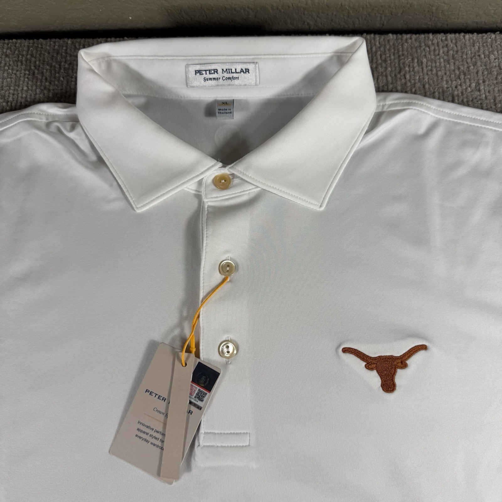 Peter Millar Summer Comfort Performance Polo Texas Longhorns White Size XL $130