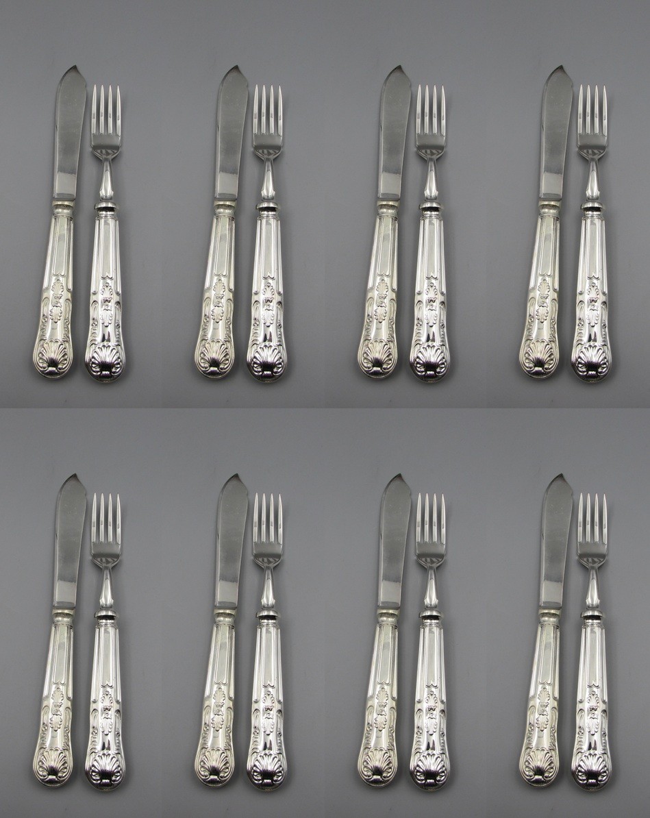 Mappin & Webb Silverplate KINGS  16pc Fish Set *