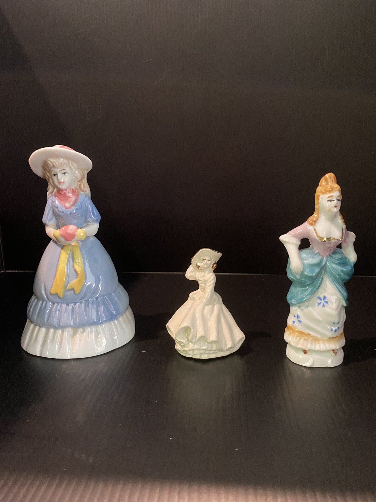 Lot Of 3 Vintage Lady Figurines Victorian- 2 Made In Japan Bell 