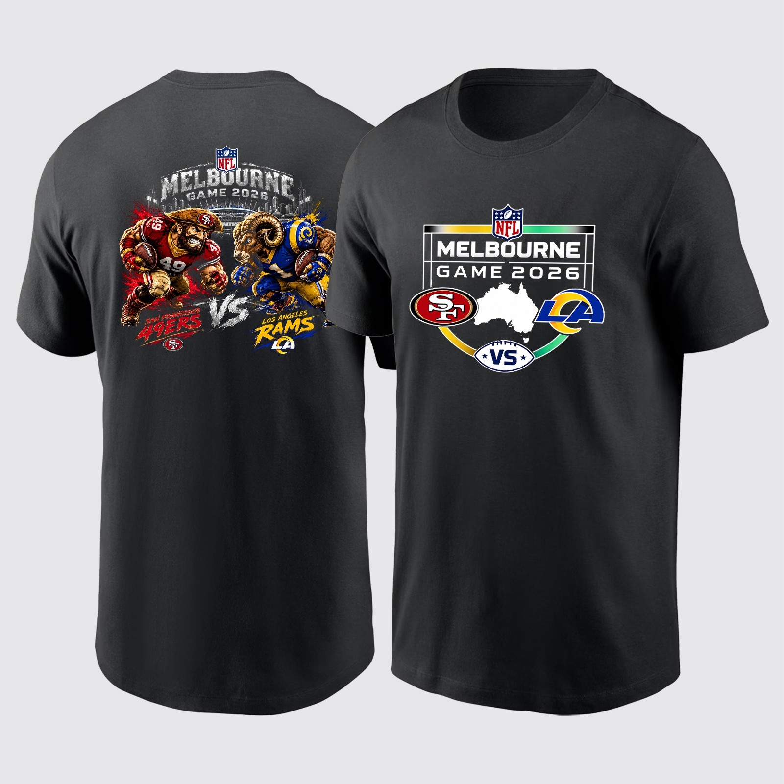 LA Rams vs SF 49ers Melbourne Game Australia Shirt - S to 5XL