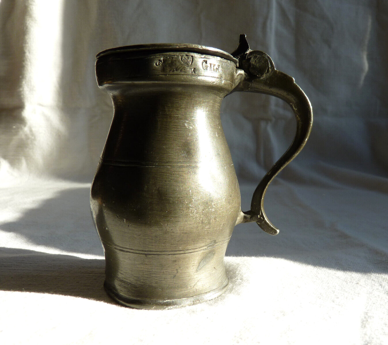 Rare Antique Scottish Pewter Flat Lidded Gill Measure Kirkcudbright County 1826 Rare Antique Scottish Pewter Flat Lidded Gill Measure Kirkcudbright County 1826
