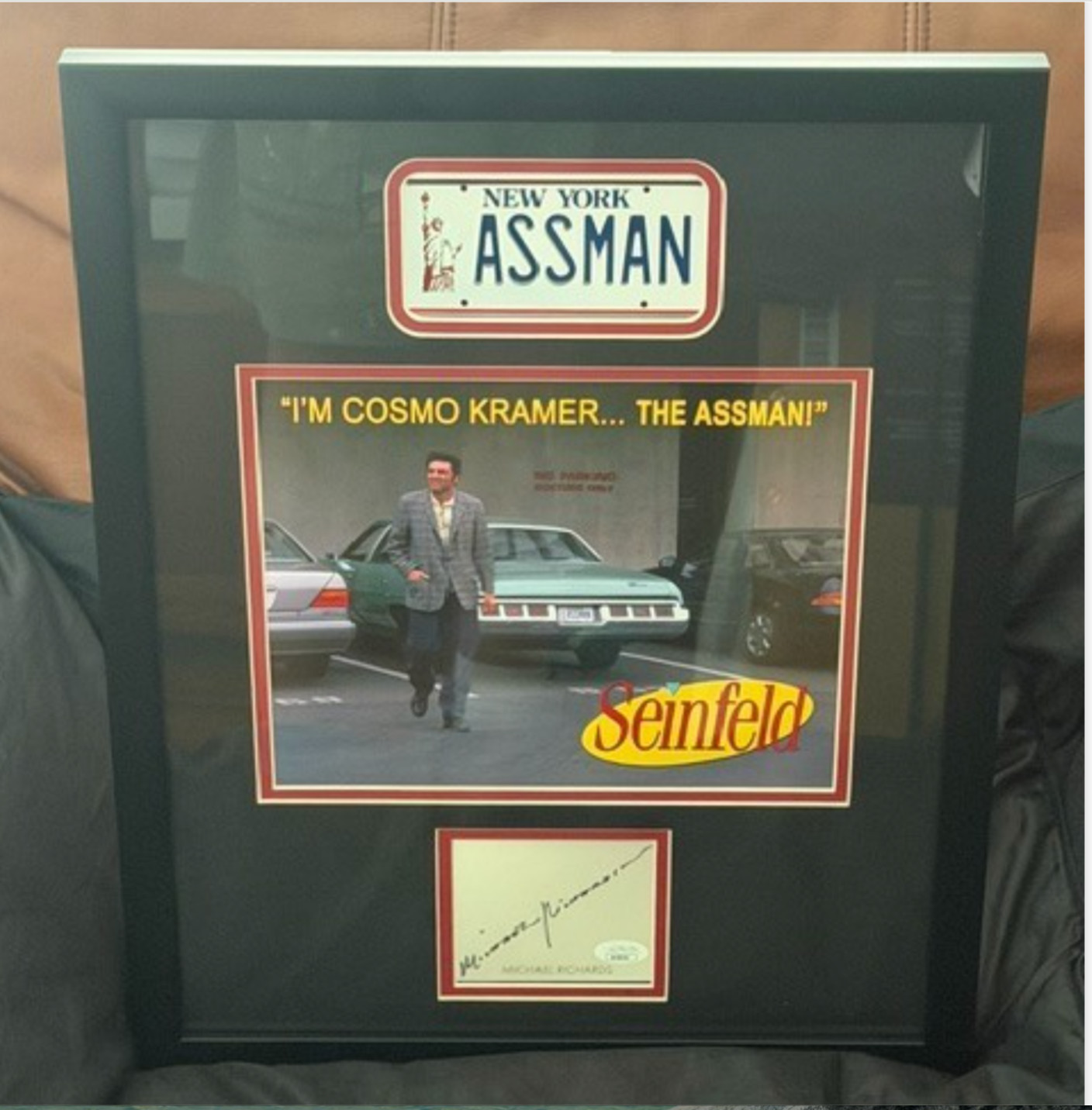 Michael Richards Signed Seinfeld Kramer ASSMAN Framed Display JSA Autograph