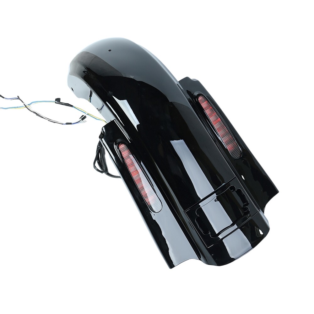 CVO Dual Cut Stretched Rear Fender w LED + Wire Harness for Harley Touring 14-up