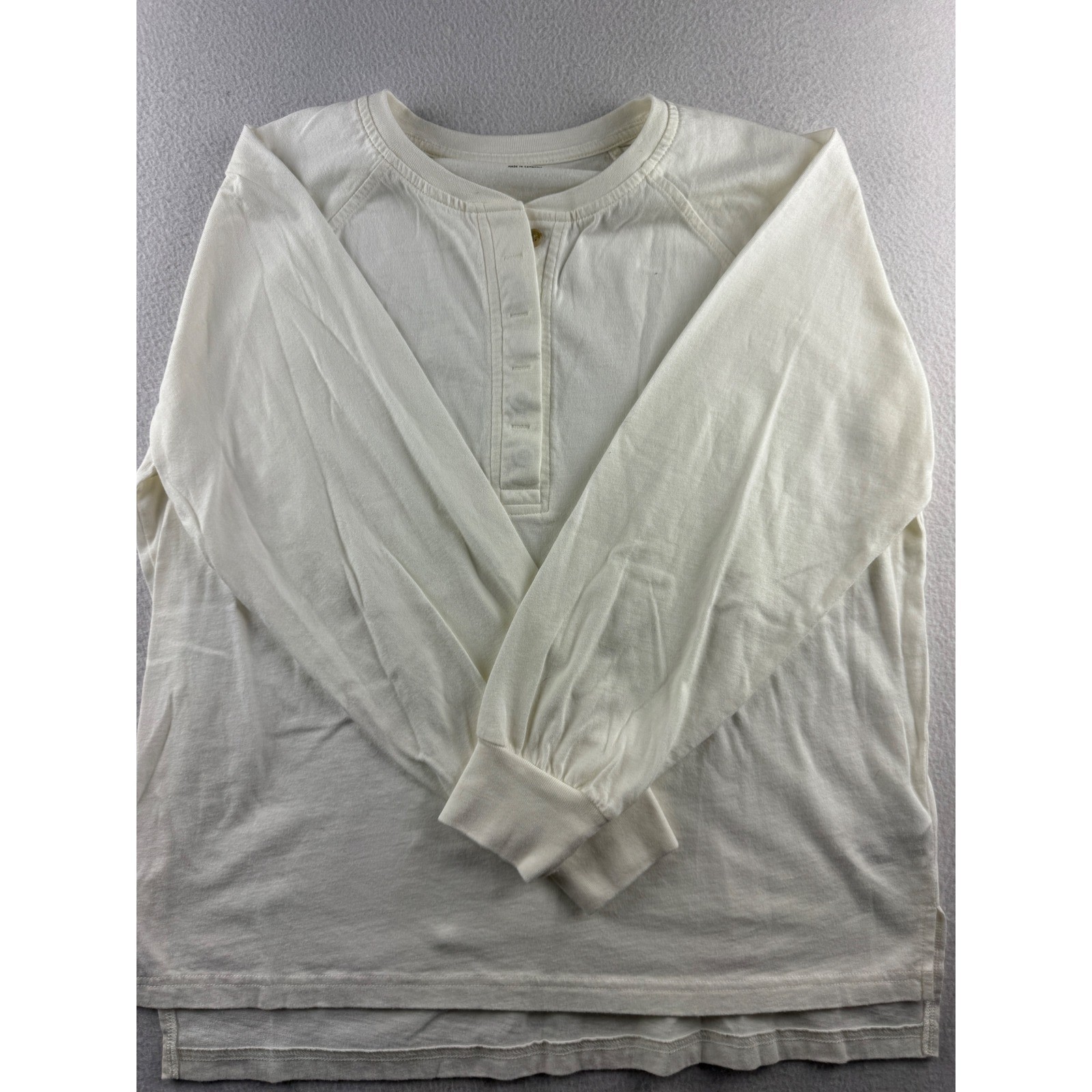 Madewell Cream Recycled Cotton Long Sleeve Henley Top Small Relaxed Fit