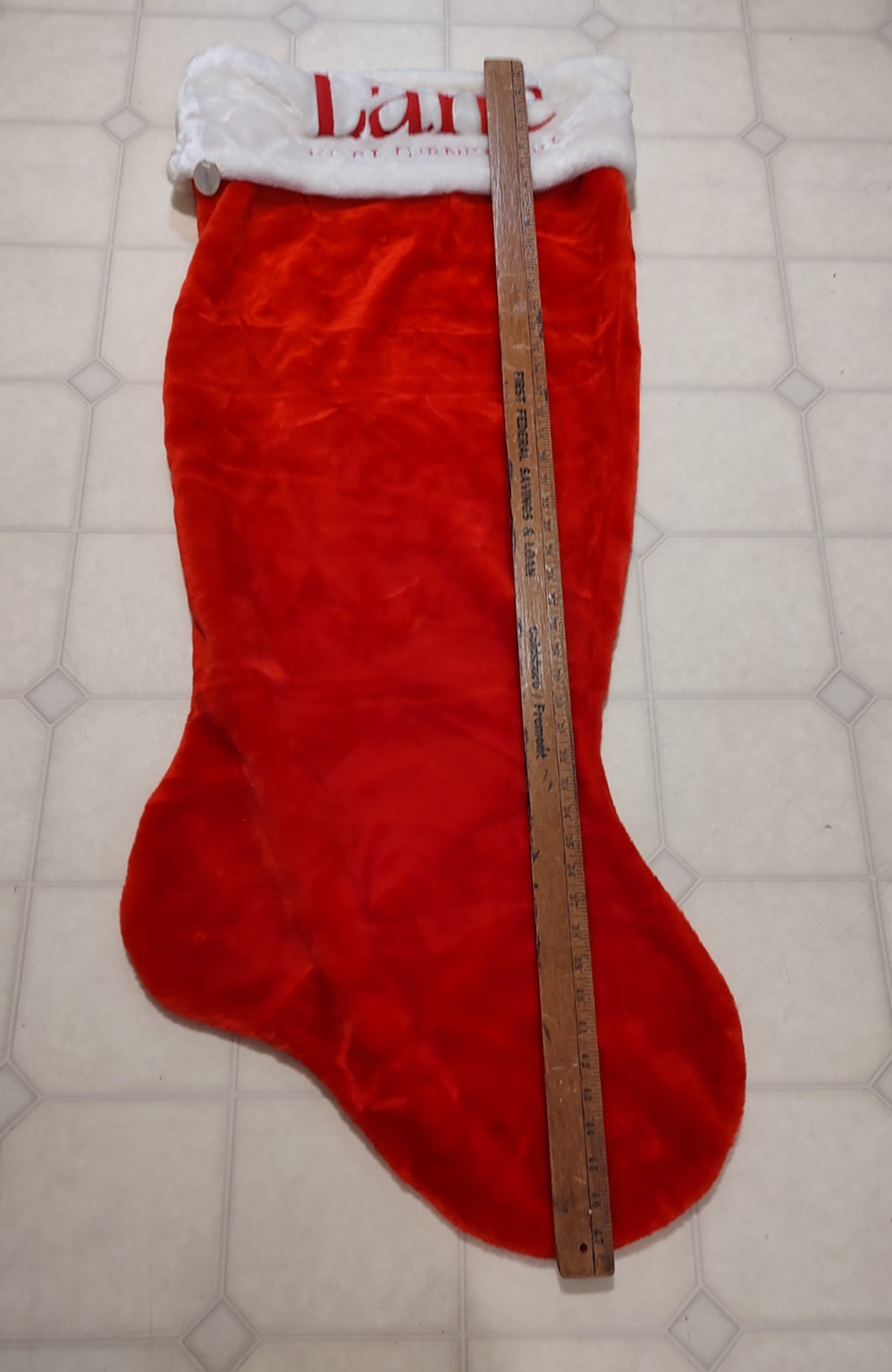 NWT Lane Home Furnishings Jumbo Plush Christmas Stocking Advertising 47