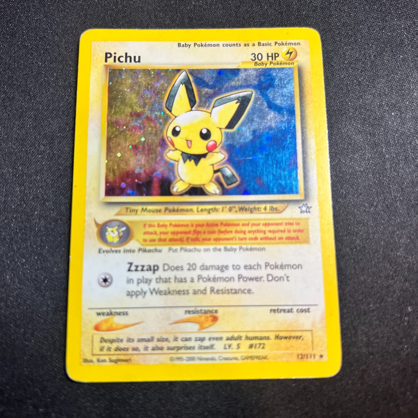Pokémon Pichu 12/111 Holo Rare Neo Genesis English Unlimited Pokemon 30 MP