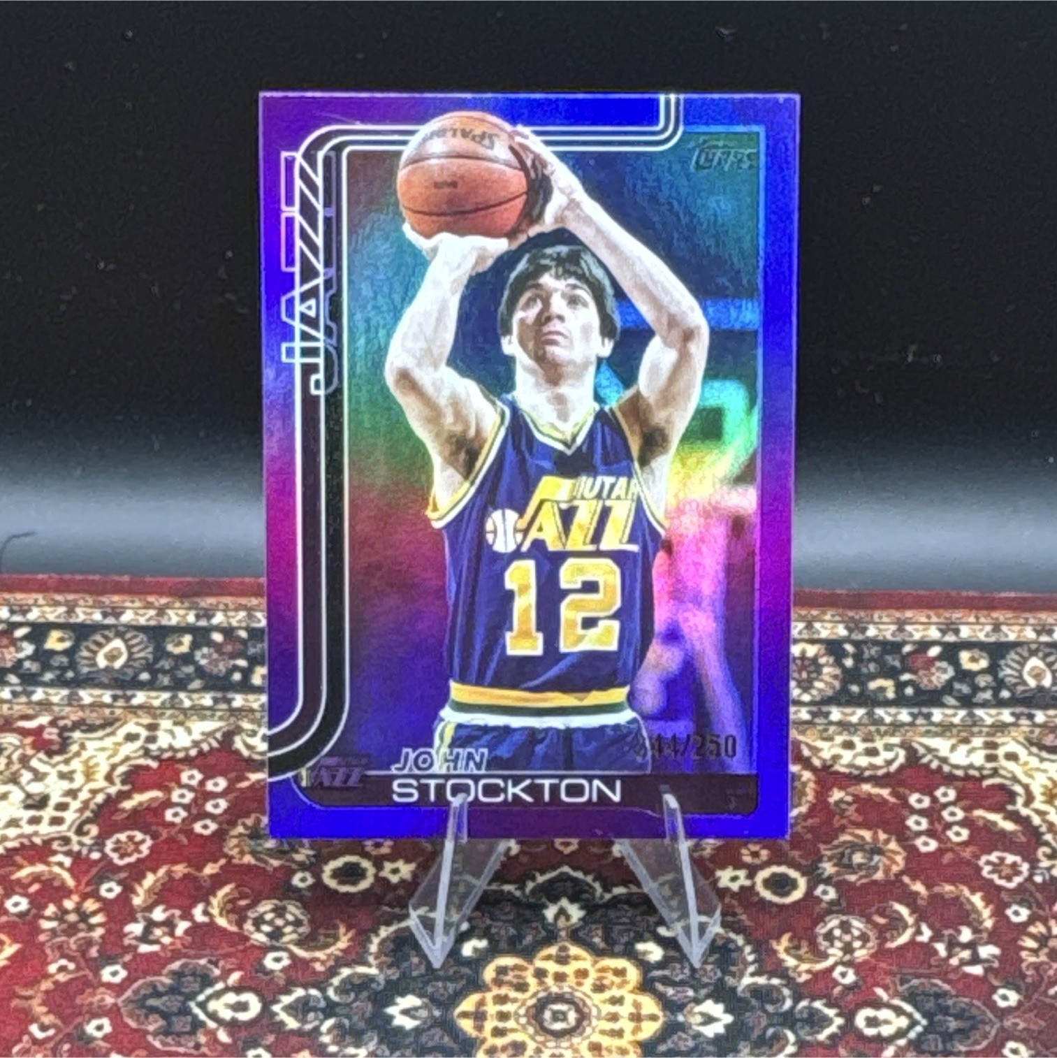 2025 Topps Flagship John Stockton 244/250 serial numbered Utah Jazz color match 2025 Topps Flagship John Stockton 244/250 serial numbered Utah Jazz color match