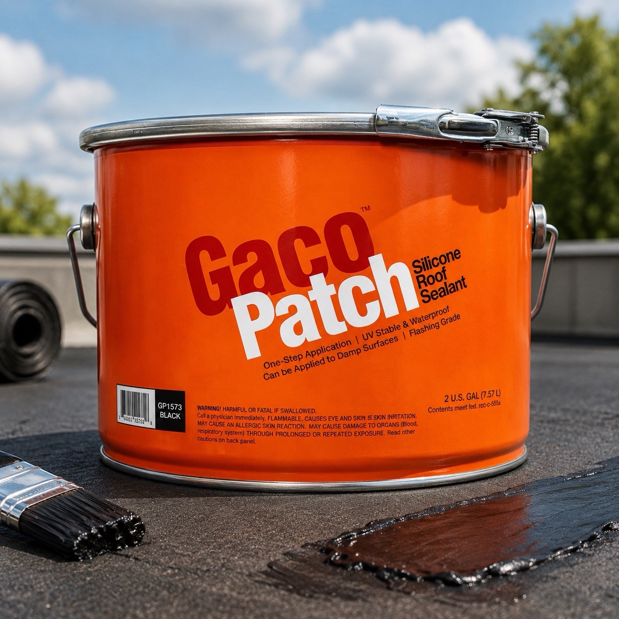 GacoPatch GP1573 Black Silicone Roof Patch Coating 2 Gallon Waterproof