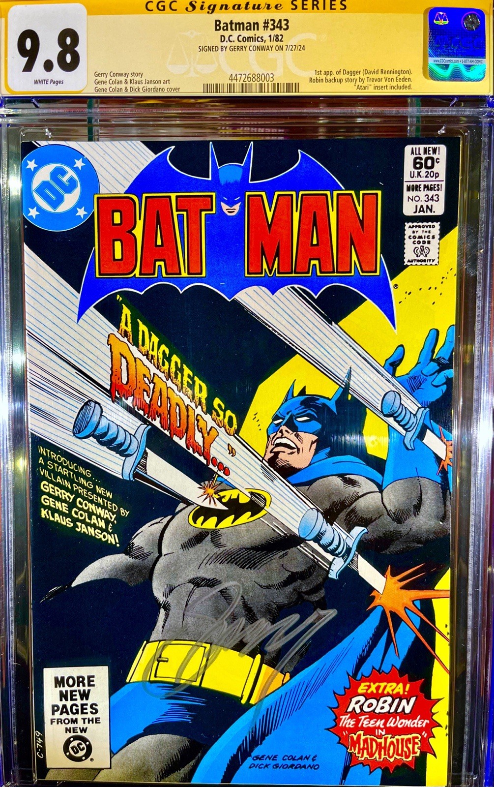 Batman #343 CGC SS 9.8. Signed By Gerry Conway Batman #343 CGC SS 9.8. Signed By Gerry Conway