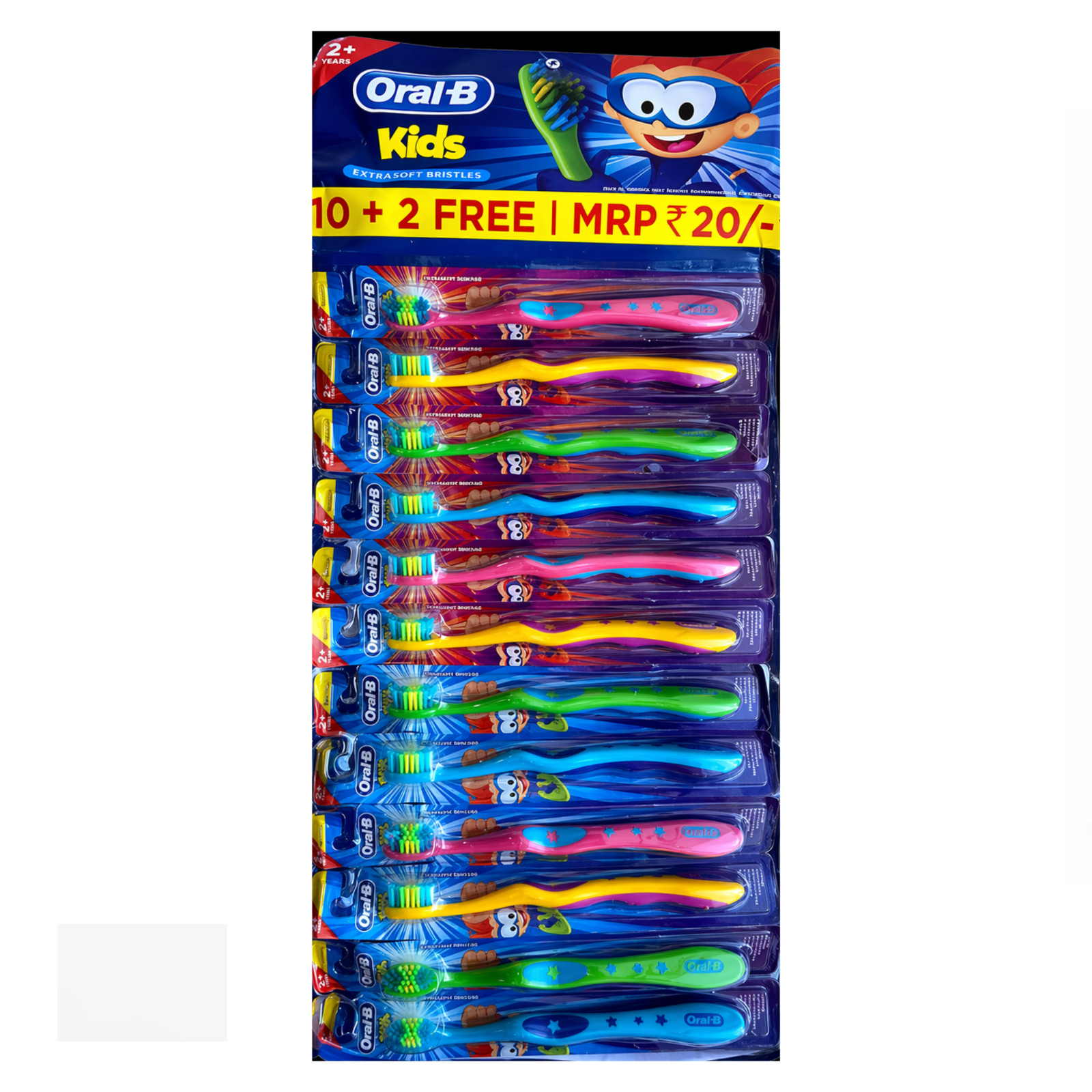 Oral-B Kids Toothbrush Set 12 Pack  Card Extra Soft  2+ Years Assorted Colors