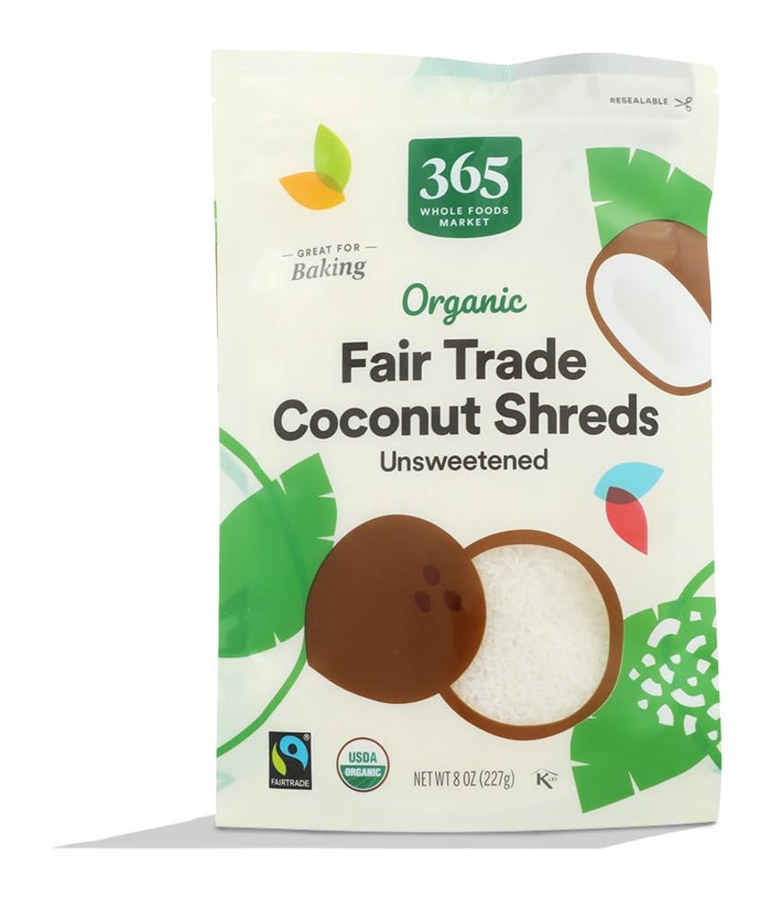 365 by Whole Foods Market, Organic Shredded Coconut, 8 8 Ounce (Pack of 1)