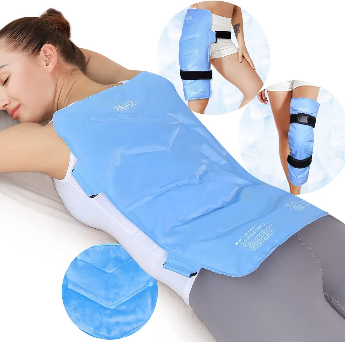 REVIX Reusable Gel Cold Pack Full Body Ice Pack with Strap, Joints Muscles - XXL