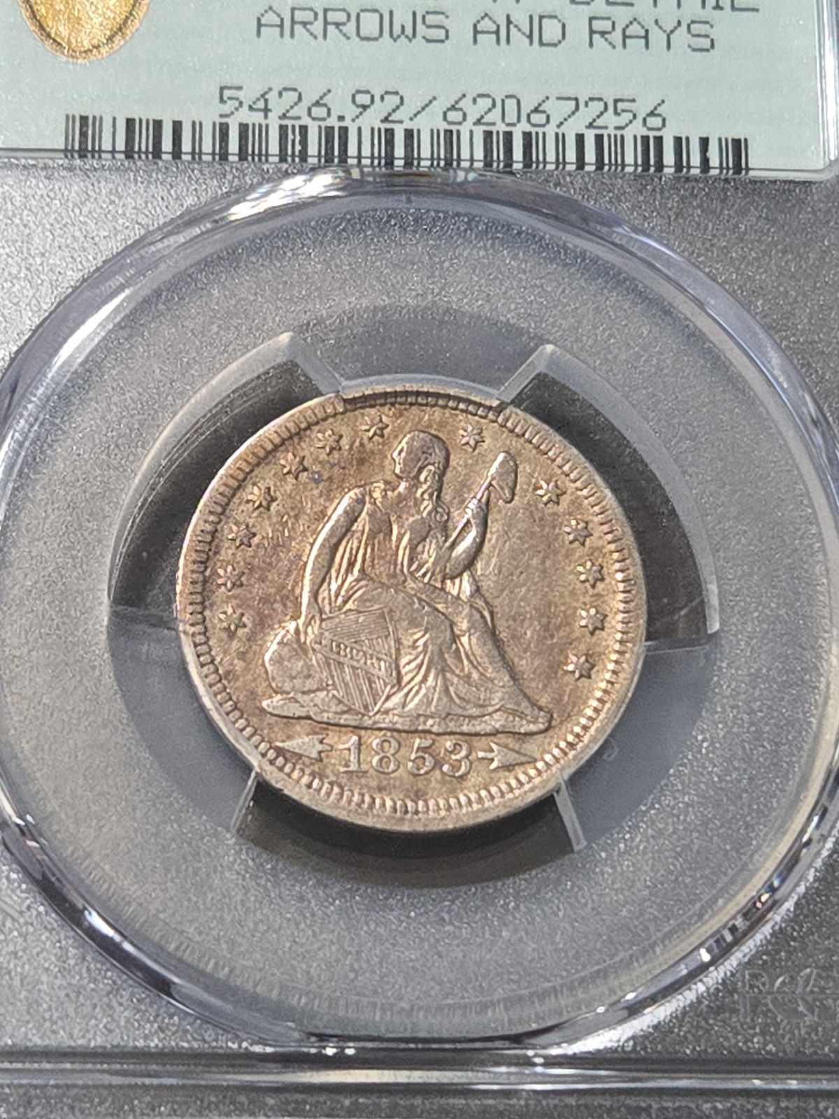 1853 P PCGS VF Details Arrows & Rays - Silver Seated Quarter 25C US Coin 1853 P PCGS VF Details Arrows & Rays - Silver Seated Quarter 25C US Coin