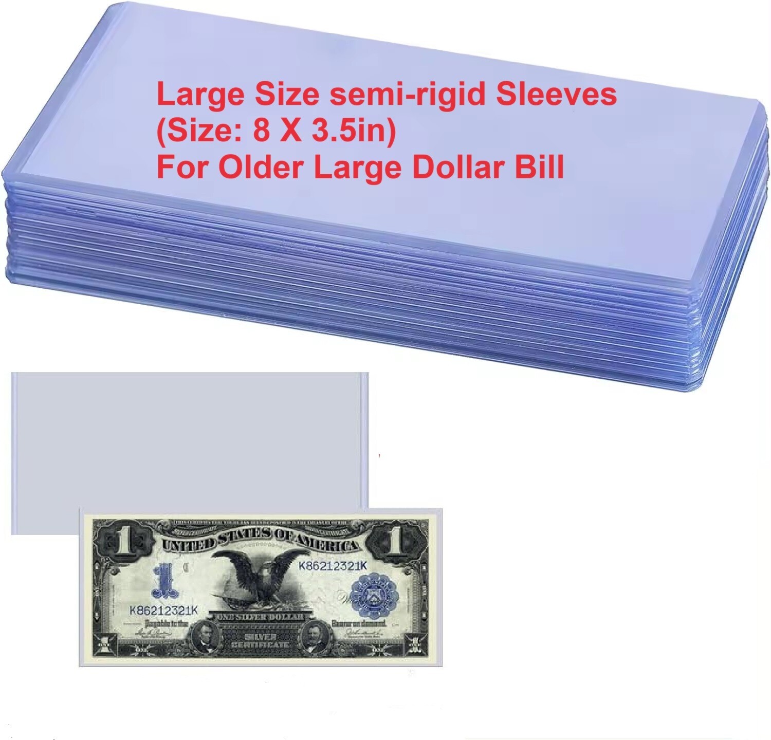 (50) Large Size Semi Rigid Currency Bill Sleeves Banknotes Submission /Storage (50) Large Size Semi Rigid Currency Bill Sleeves Banknotes Submission /Storage