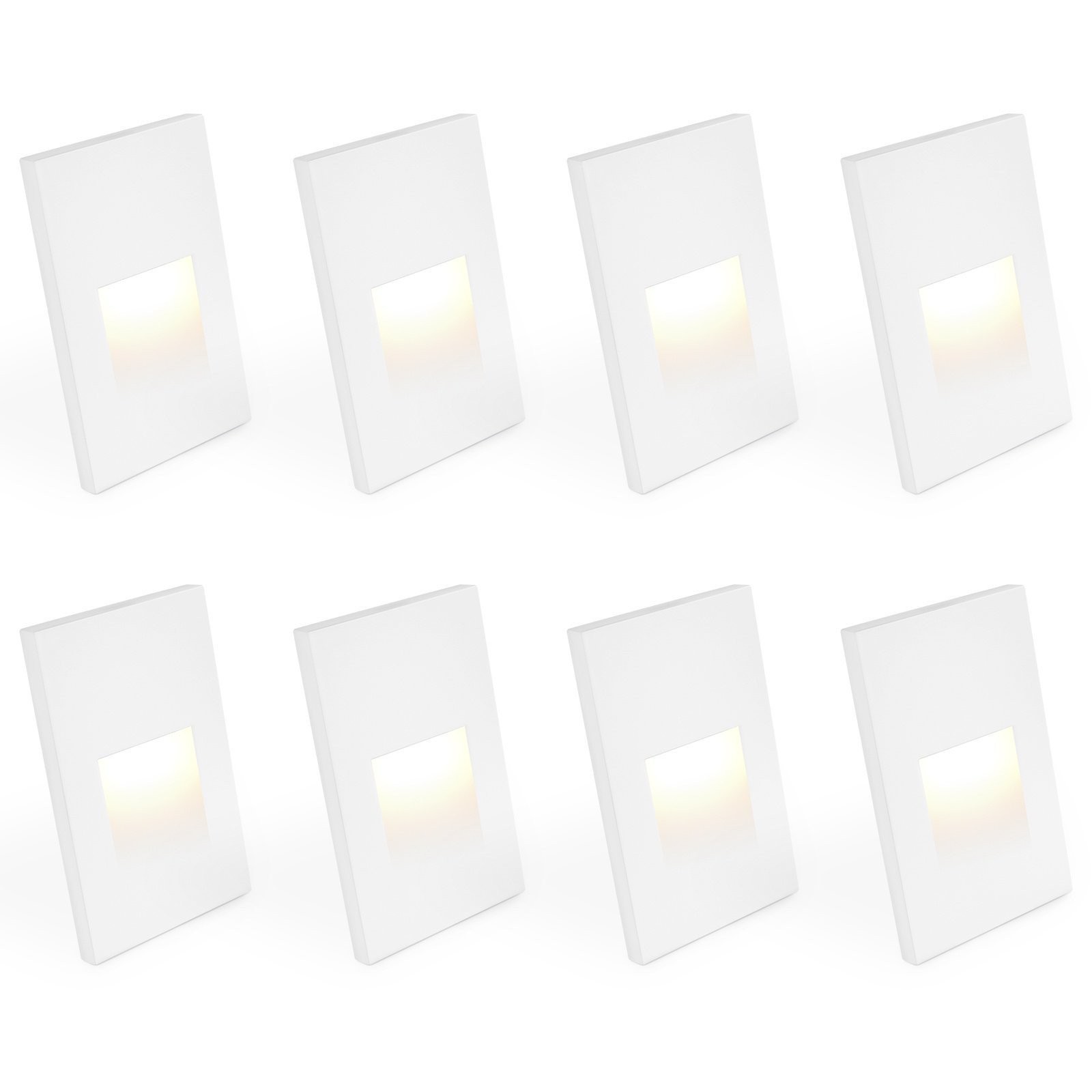 Luxrite Vertical LED Step Light, 5CCT, 3W, 150LM, Dimmable,120V, IP65, White 8PK