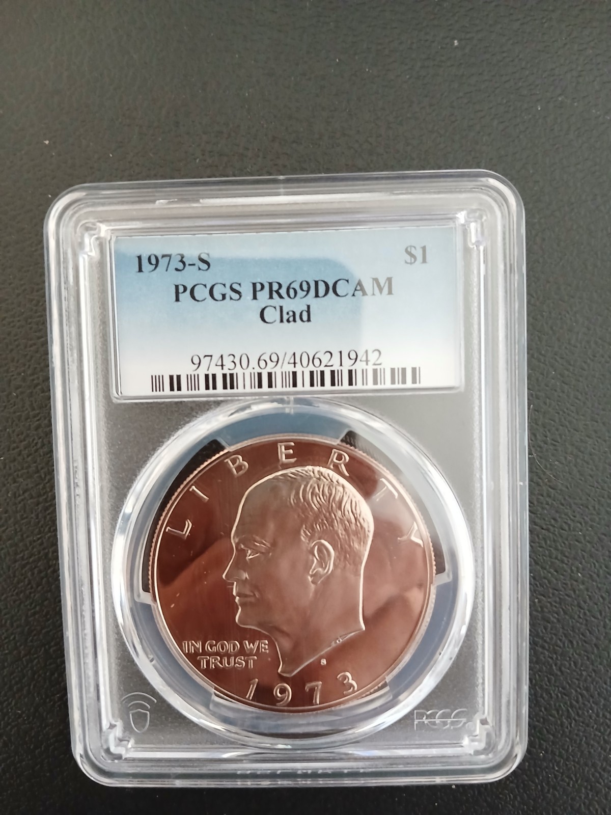 1973-S Clad $1 PCGS PR69DCAM Eisenhower IKE Dollar- CHARITY