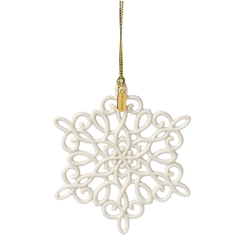 Lenox 2025 Snow Fantasies Snowflake Porcelain Ornament Cream 4 in, Ivory