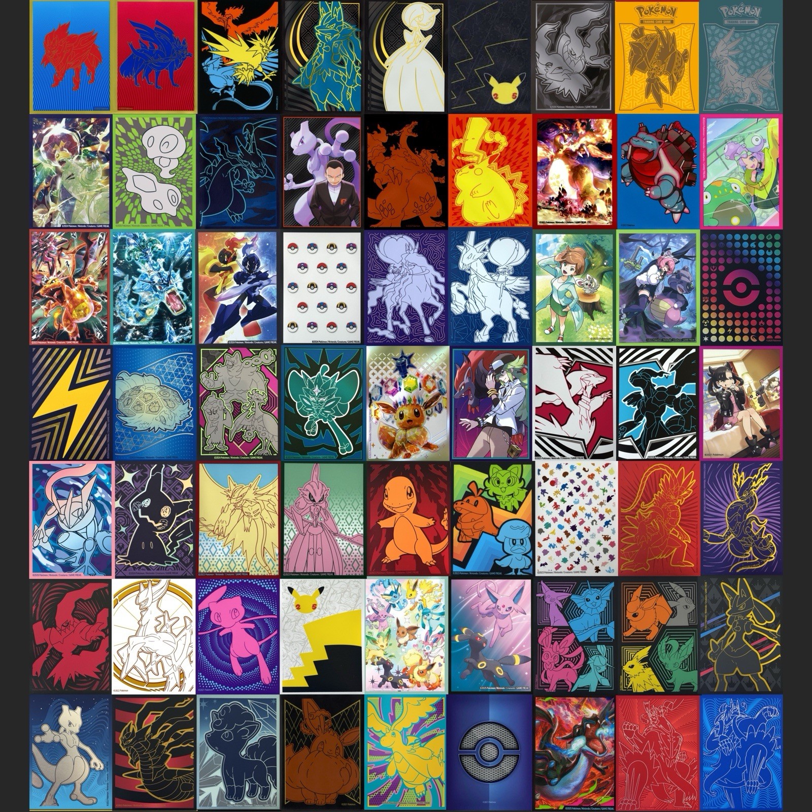 Pokemon TGC Sleeve Collection 63x Unique Single Sleeves - Not 63 Full Packs -