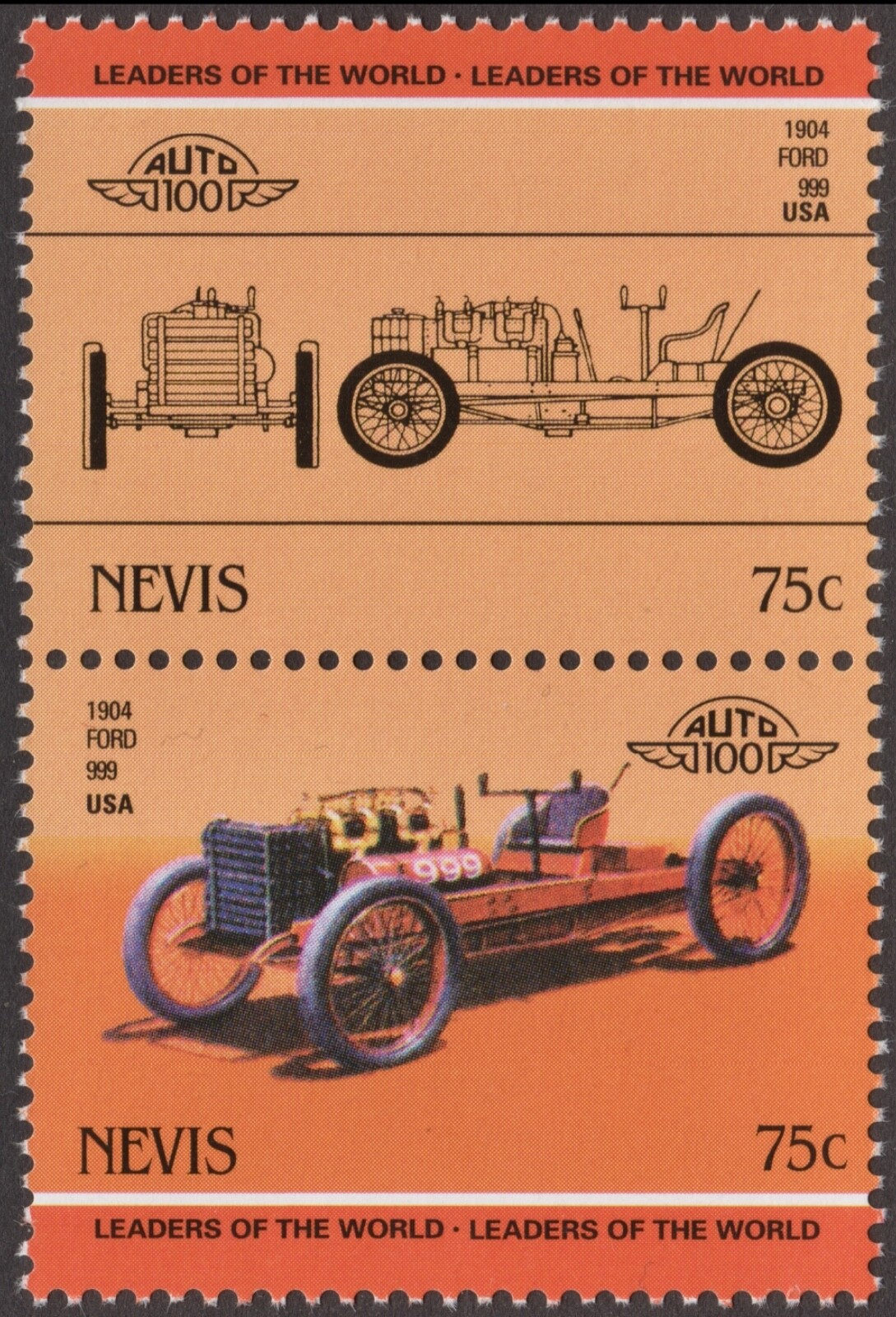 Nevis #SG259v-SG260v MNH 1985 Classic Cars Autos Ford 999 USA American [306v]