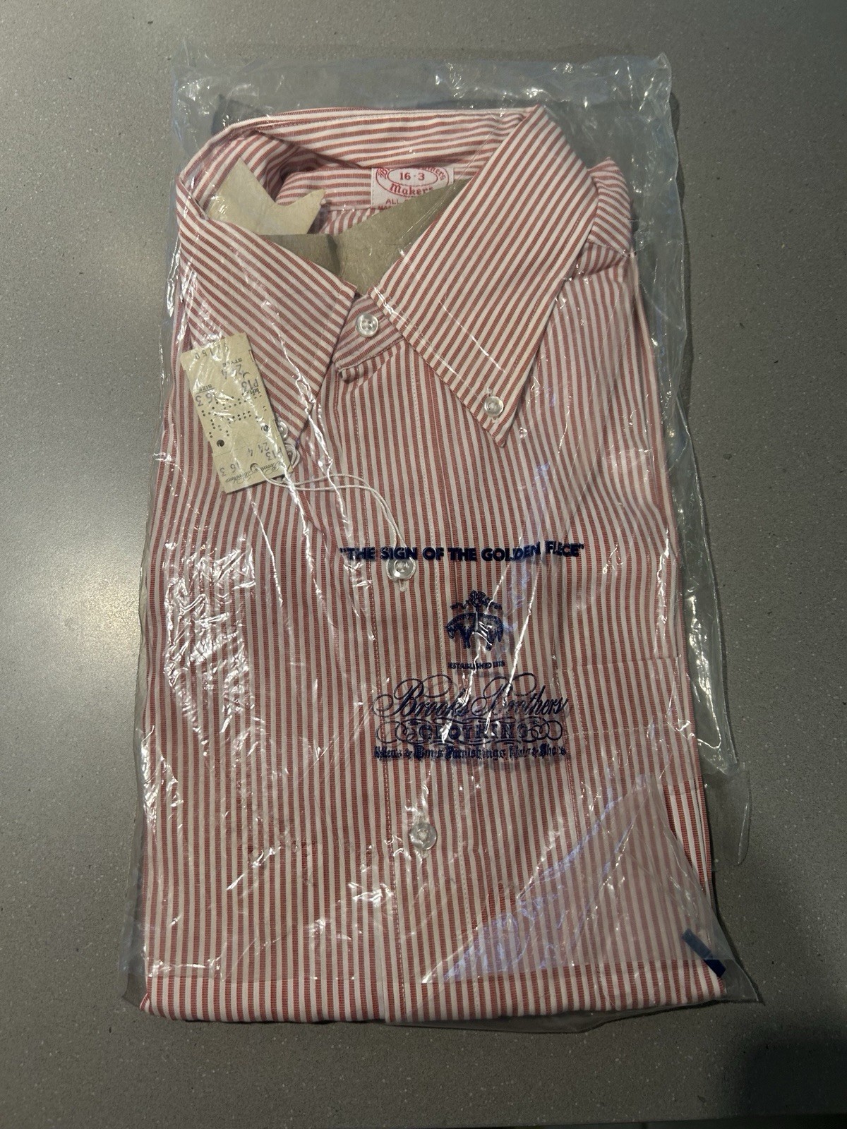 Vintage c.1971 New In Package, Brooks Brothers Button Down Red & White Stripes#2
