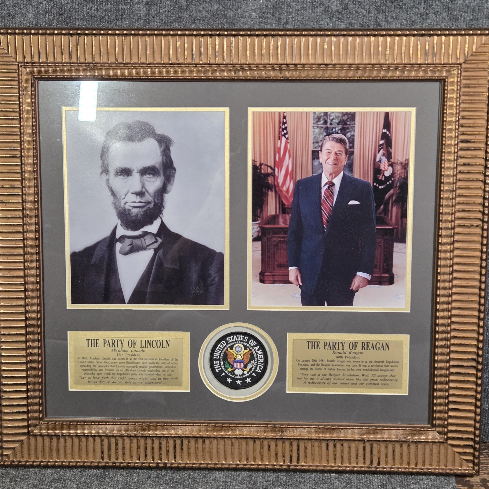 First ED Success Classics Party of Lincoln Reagan Framed Display Presidents COA