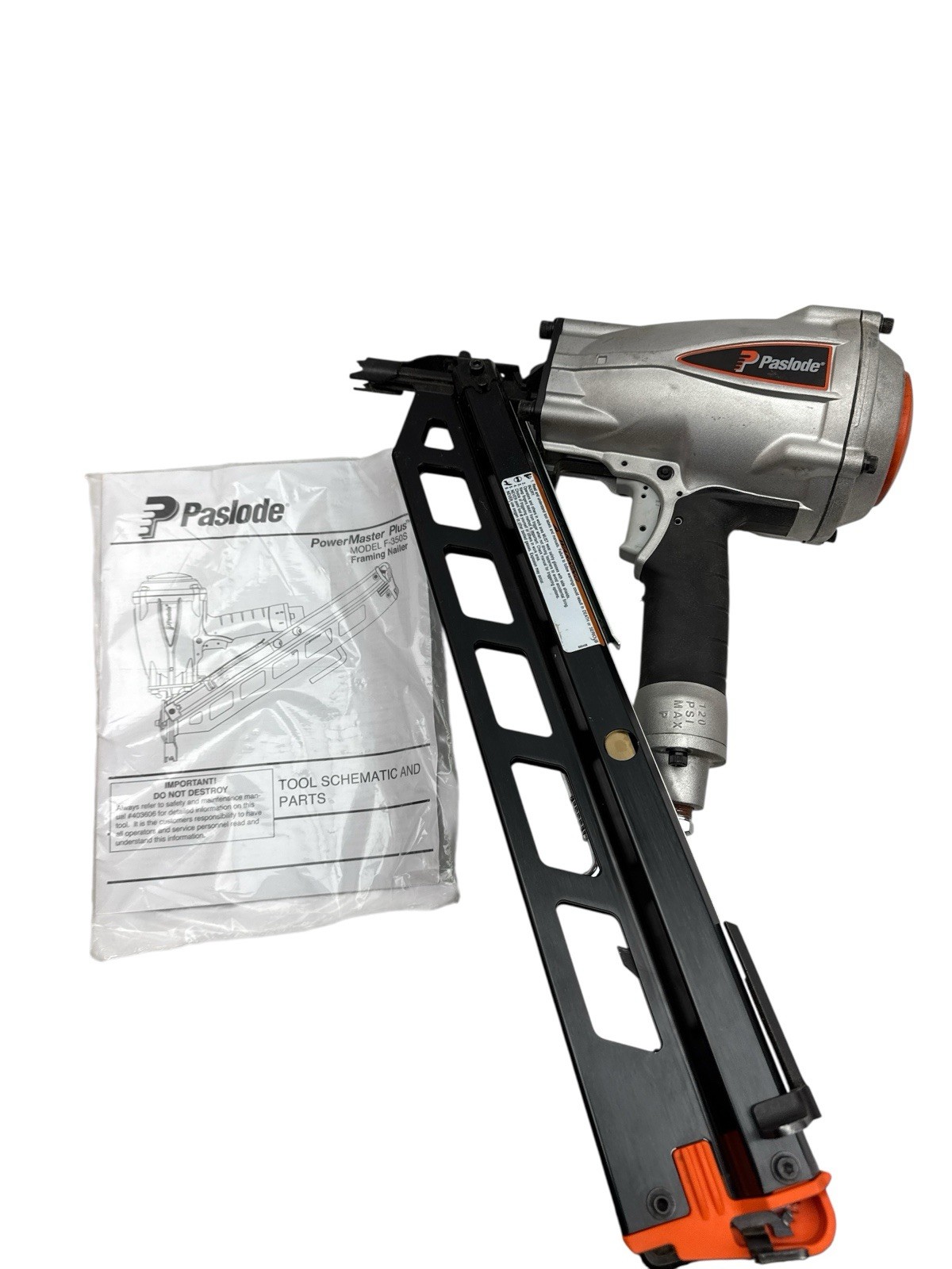 Paslode PowerMaster Plus 30° Pneumatic Framing Nailer Model F350-S Used