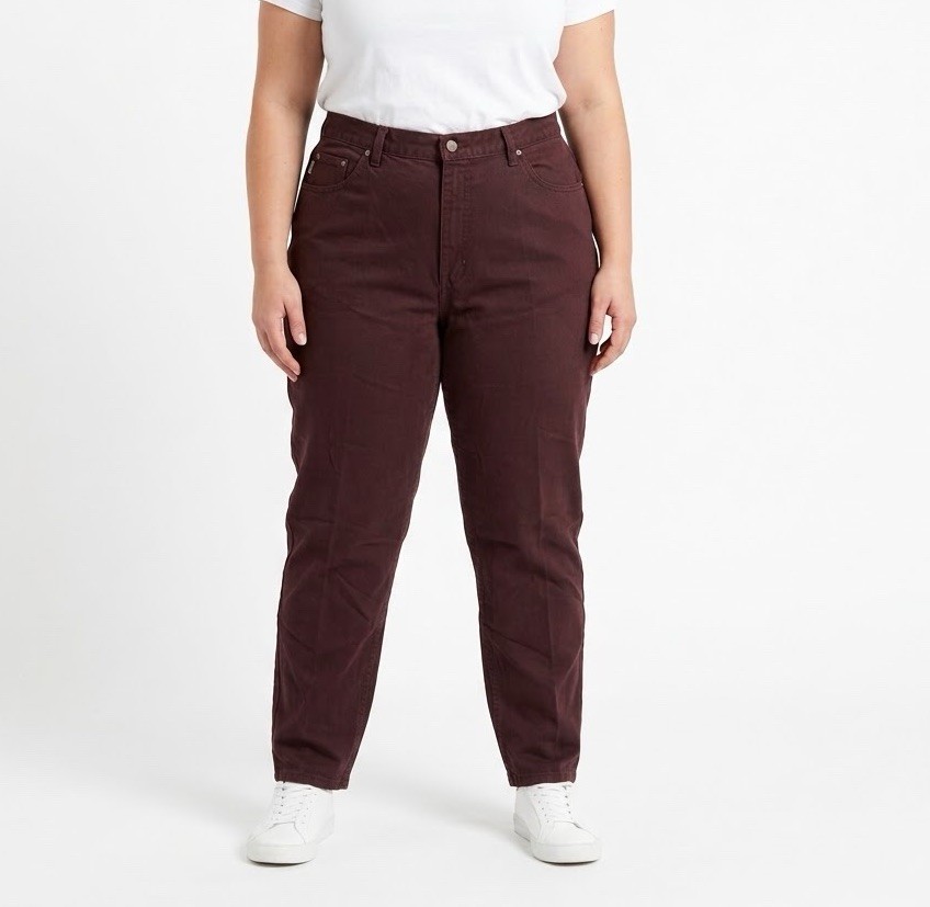 NWT Vintage Chic Burgundy Cotton Jeans Womens Plus Size 22W High Rise Tapered