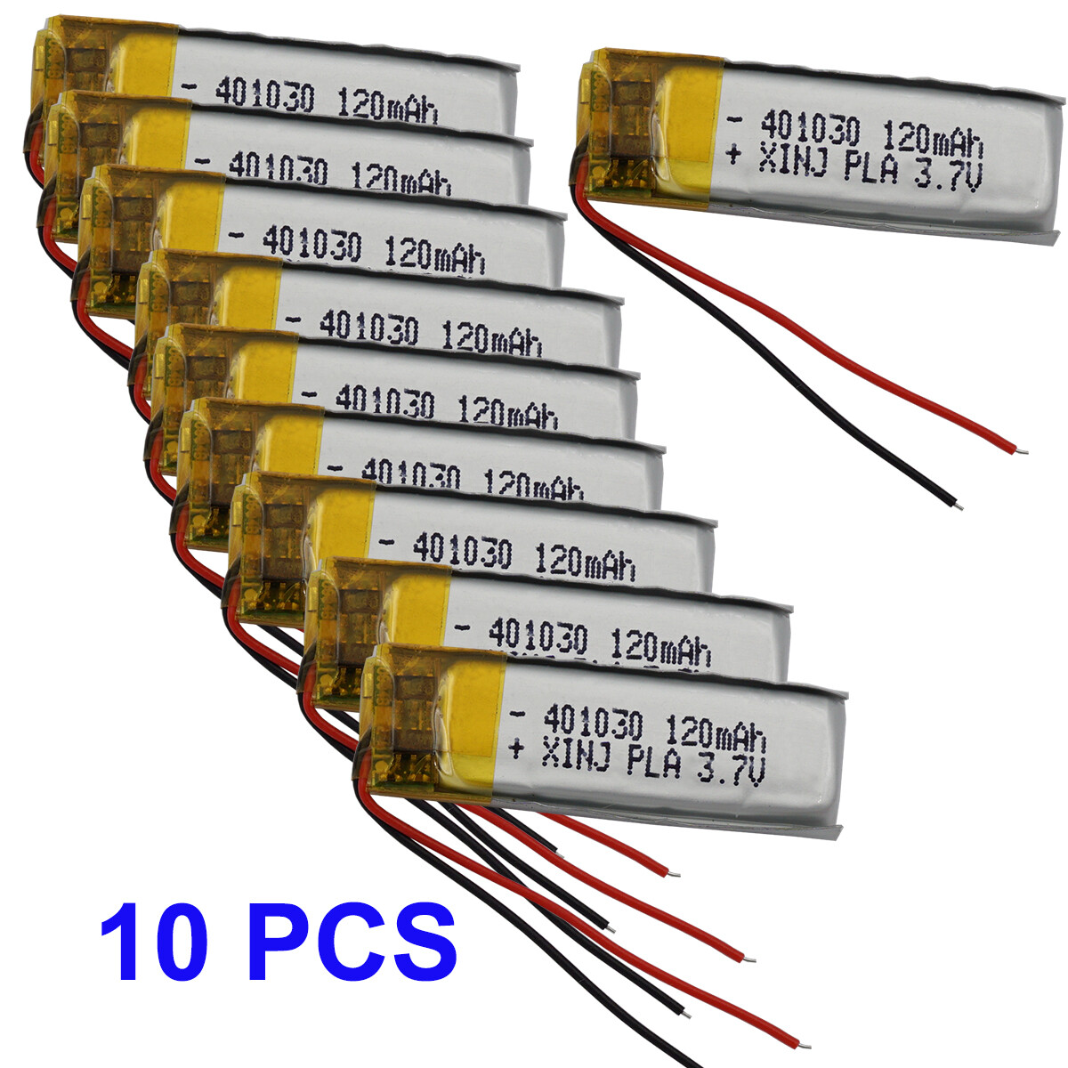 10pcs 3.7v 120mah 401030 Rechargeable Polymer Li Battery For Bluetooth Headset