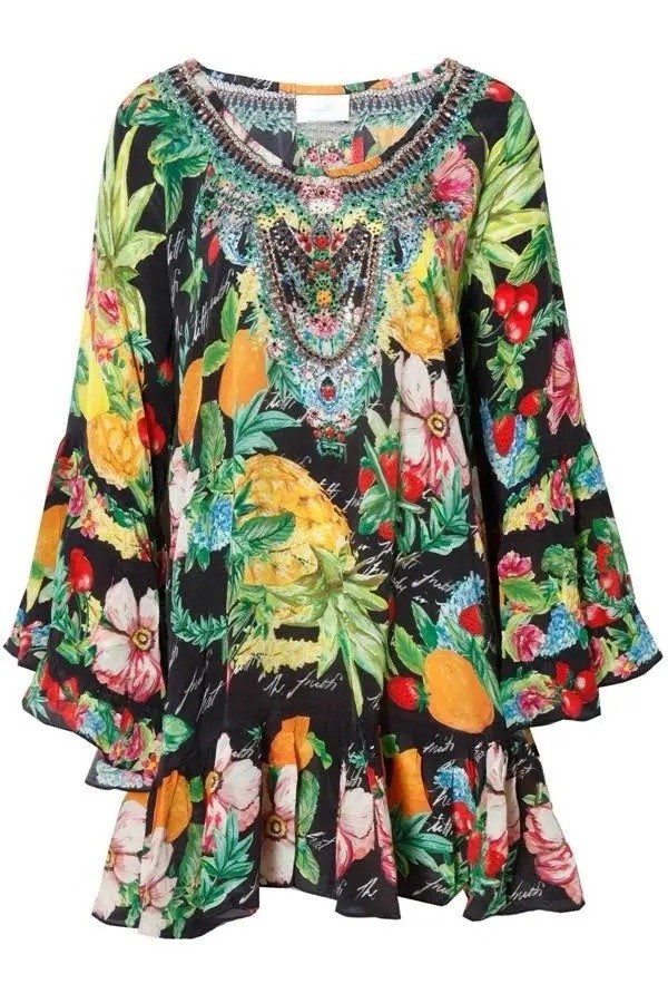 Camilla Call Me Carmen Dress Size XS AU 8 / US 4 A Line Frill Silk Tropical Mini