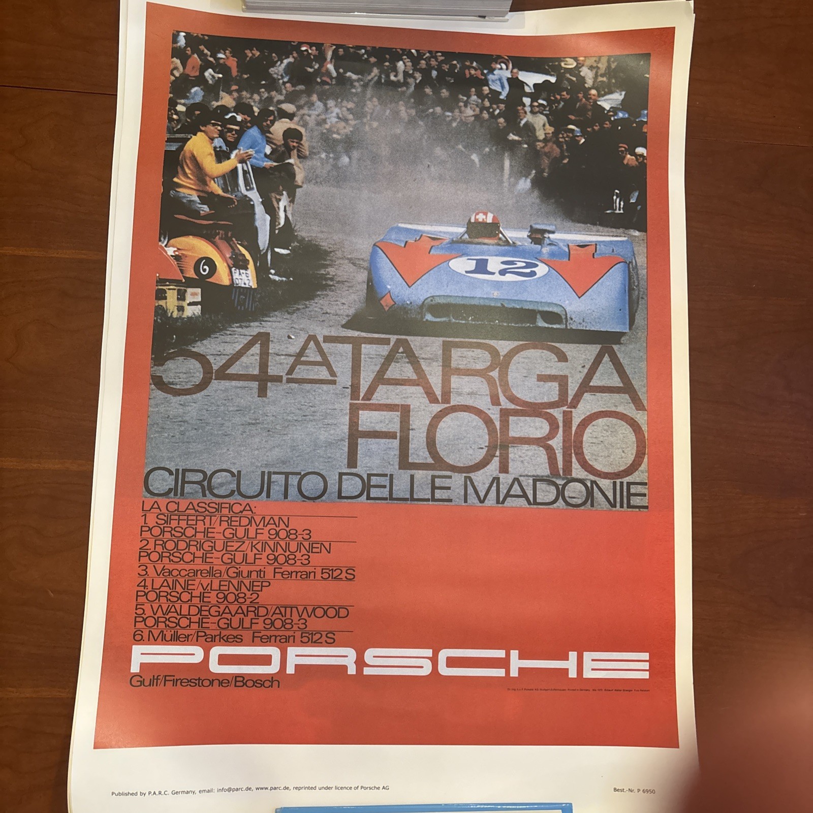 CLOSEOUT Porsche 908 54  Targa Florio Porsche Poster German  reprint 