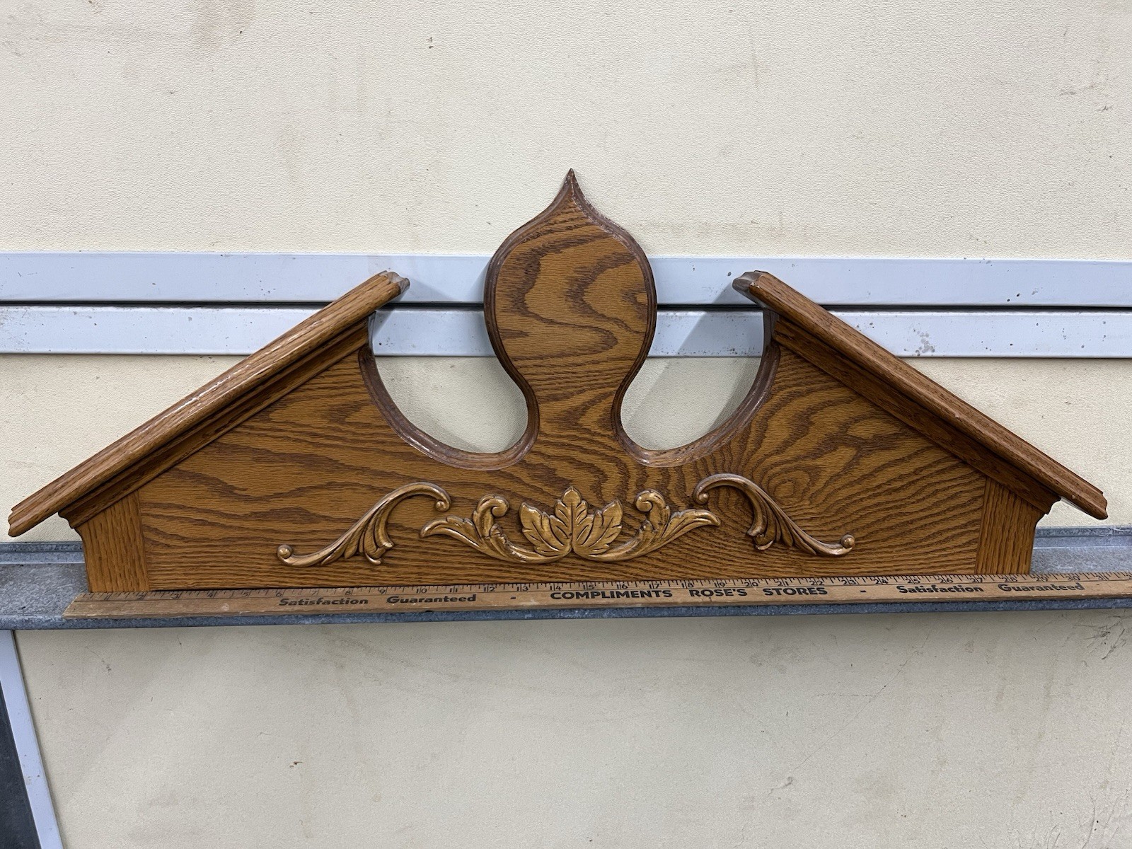 Antique Ornate Carved Solid Wood Pediment Over-Door Over-Window Architectural 29