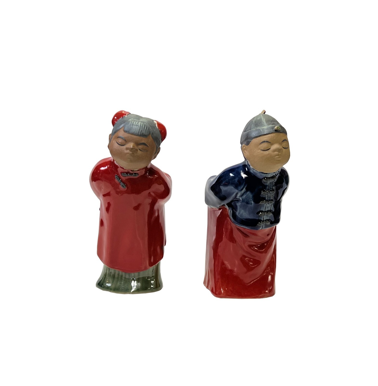 Pair Chinese Oriental Ceramic Traditional Happy Cute Couple Figures ws3077
