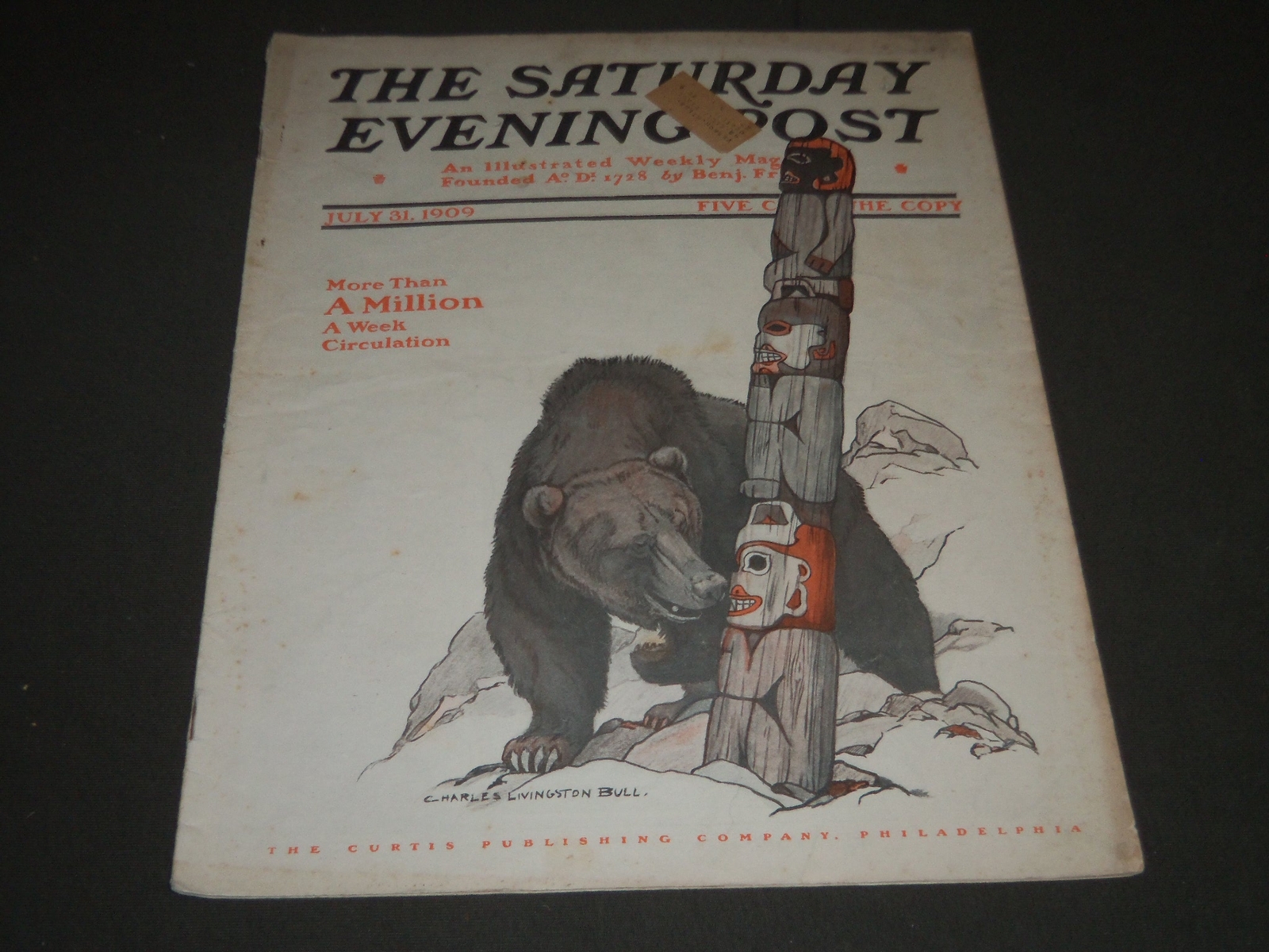 1909 JULY 31 THE SATURDAY EVENING POST MAGAZINE - CHARLES BULL COVER - SP 949