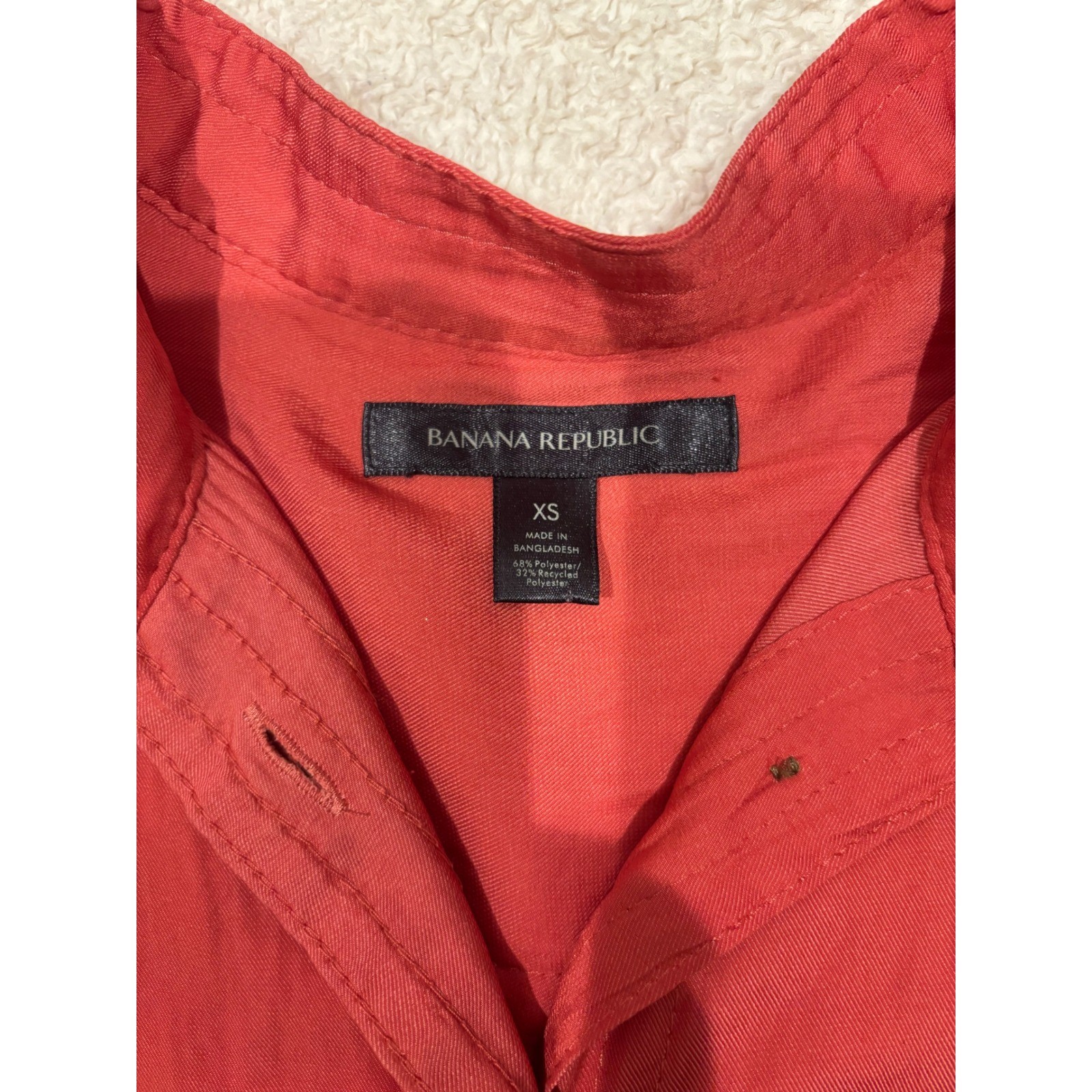 Banana Republic Womens Coral Red Button Front Sleeveless Blouse XS Pocket Top