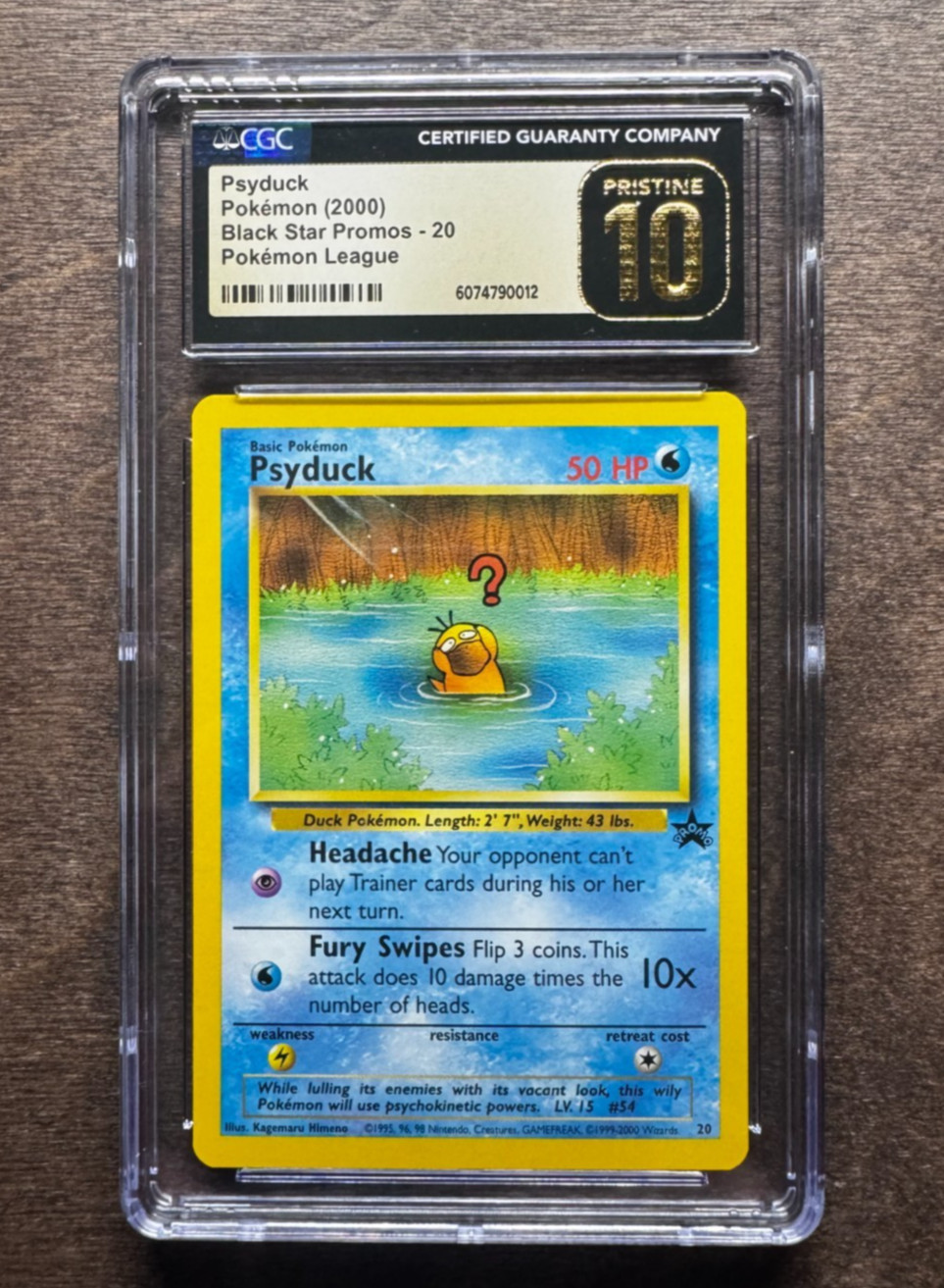 2000 Pokemon Psyduck #20 WOTC Black Star Promo CGC Pristine 10