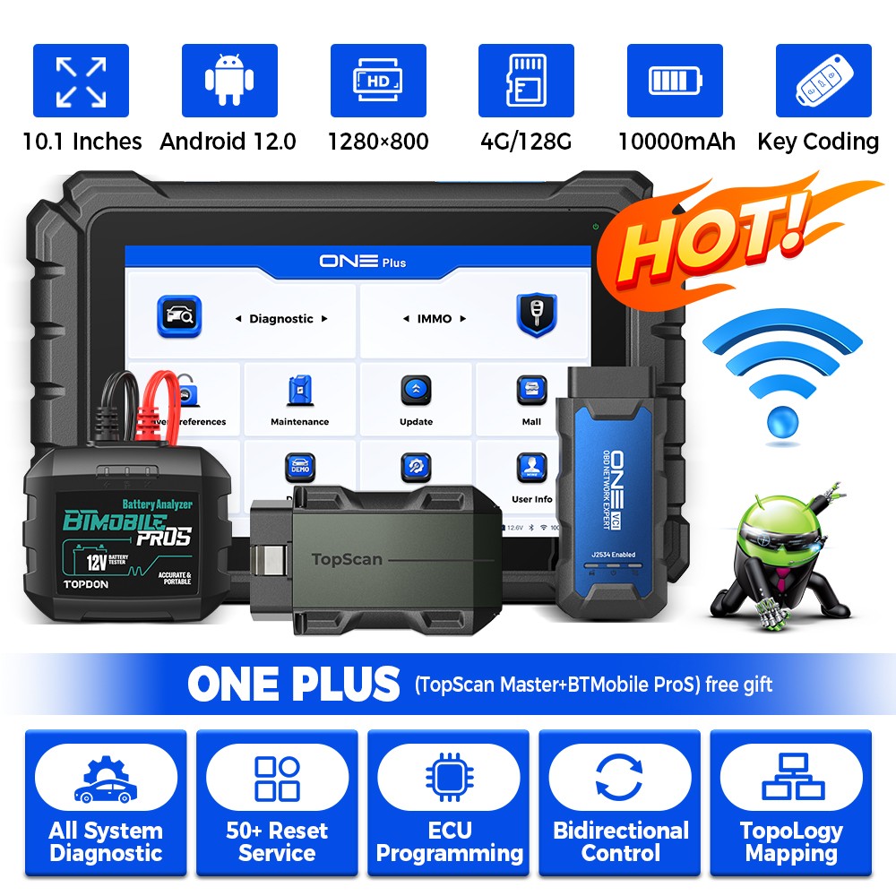 TOPDON ONE Plus OBD2 Scanner J2534 ECU Programmer Diagnostic Tool + 2 Free Gifts