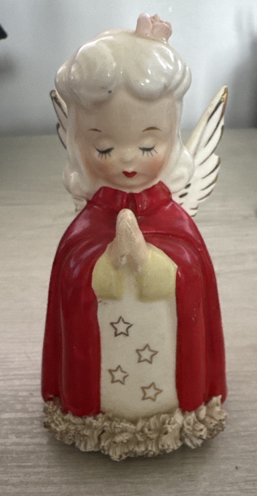 RARE VTG Fine A Quality Japan Christmas Angel Porcelain Figurine Spaghetti Trim