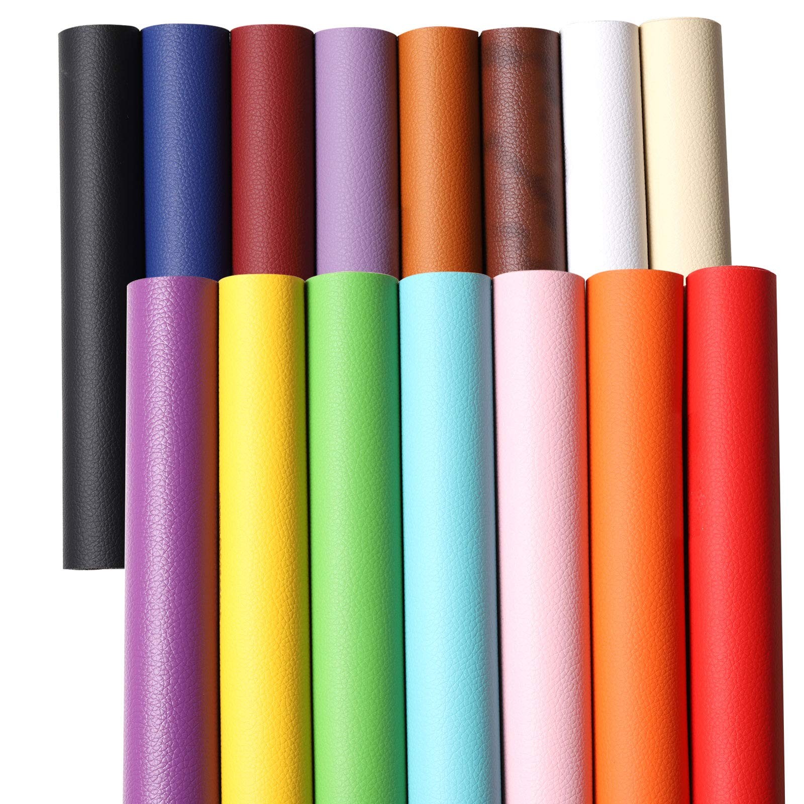 Solid PU Synthetic Faux Leather Sheets 15pcs/Set 8.2\