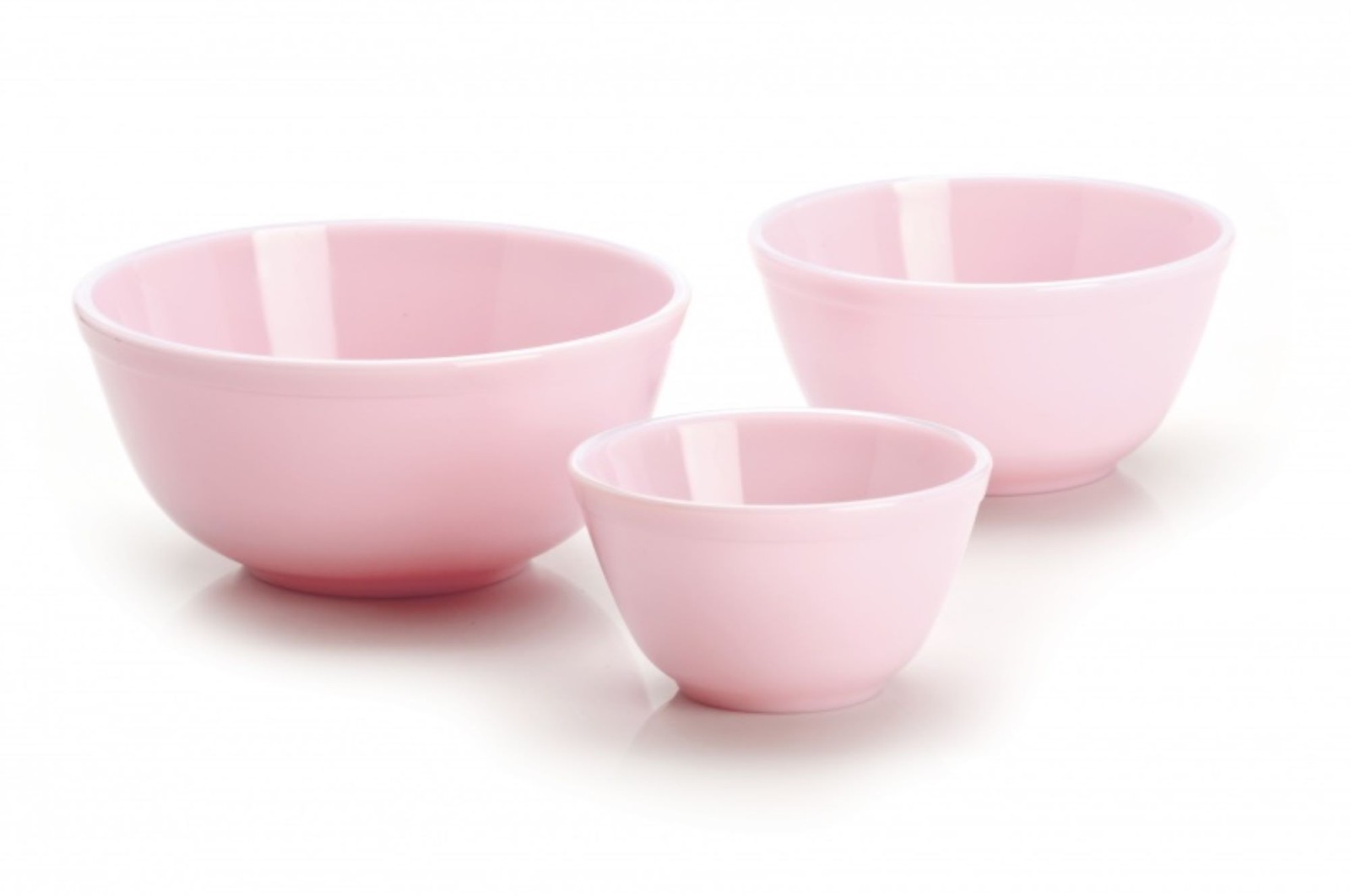 Mosser Glass USA Set of 3 Mixing Bowls Crown Tuscan Pink New Mosser Glass USA Set of 3 Mixing Bowls Crown Tuscan Pink New