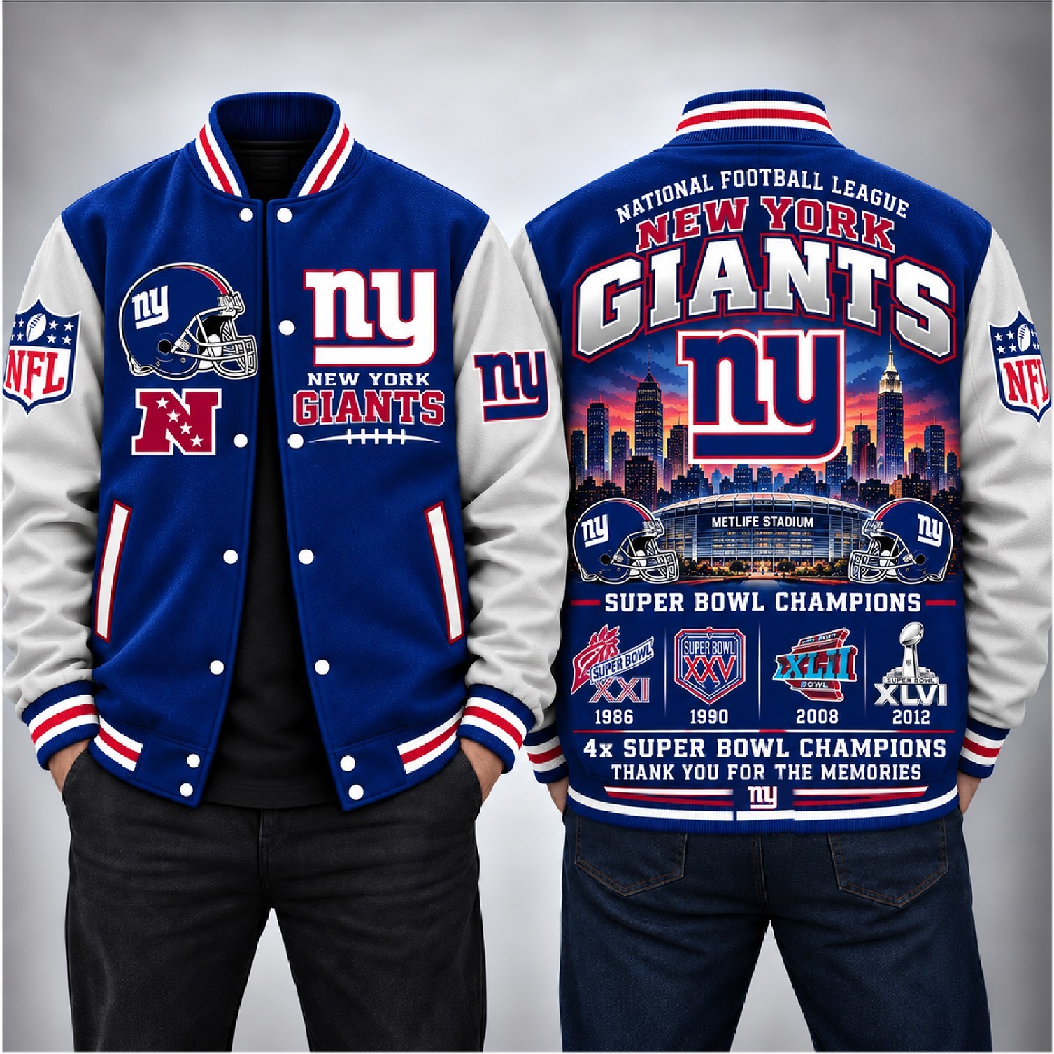 NEW New York Giants Football Baseball Jacket NEW New York Giants Football Baseball Jacket