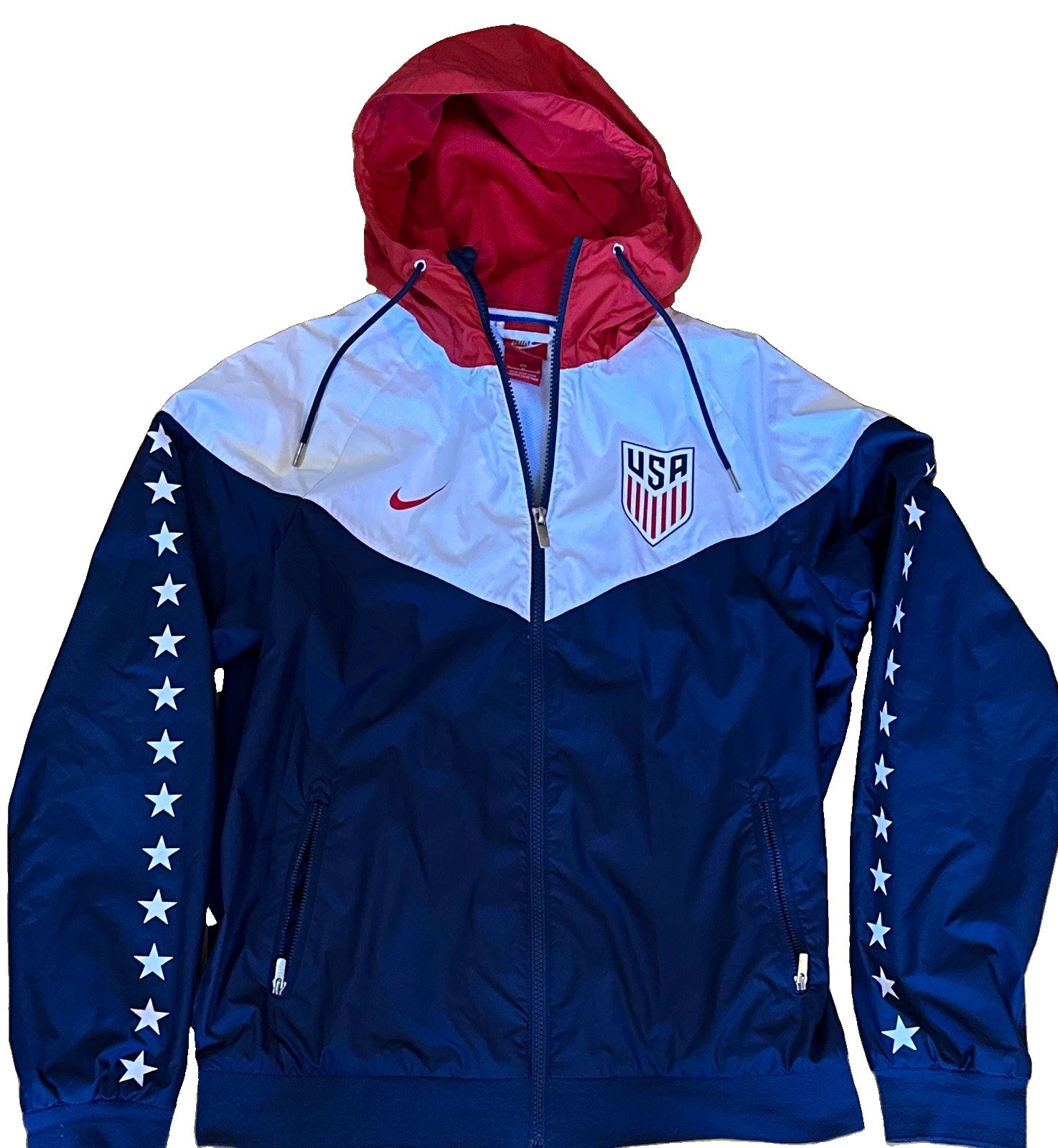 Nike USA Soccer Windrunner Jacket Men\'s M Stars Sleeve Hooded Full Zip USMNT Nike USA Soccer Windrunner Jacket Men\'s M Stars Sleeve Hooded Full Zip USMNT