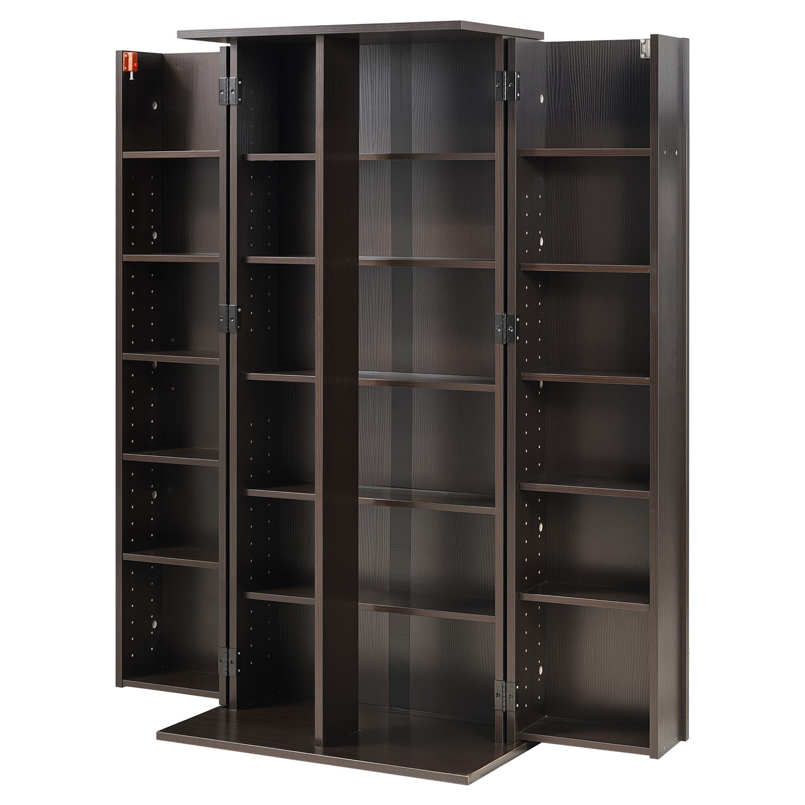 Uimoso 6-Tier Media Storage Cabinet with 24 Compartments in Brown