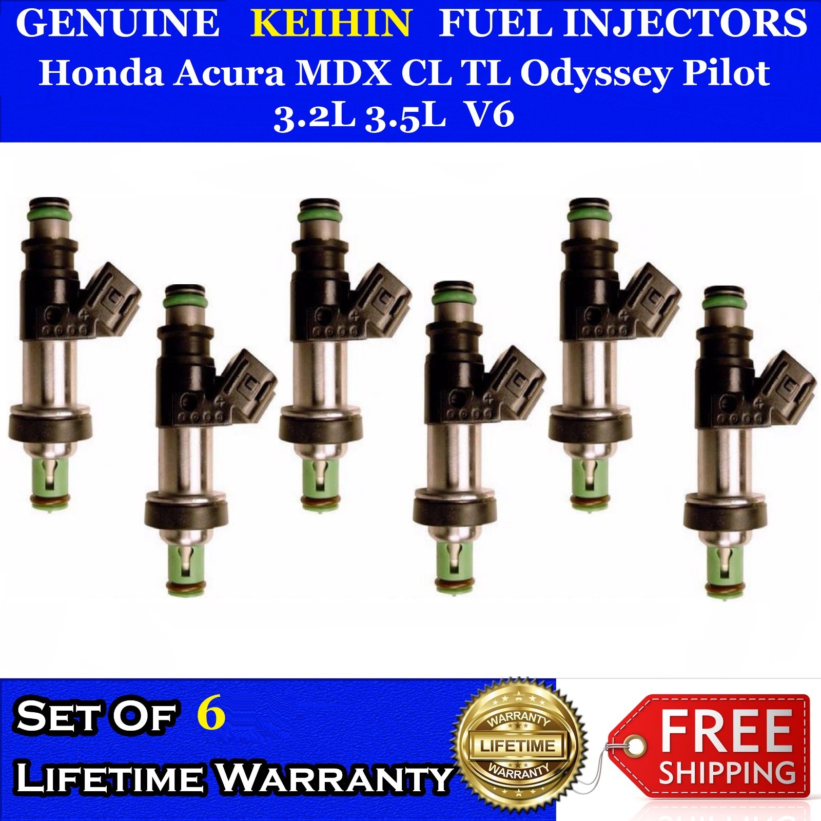 Genuine Set Of 6 Fuel Injectors For Honda Acura MDX CL TL Odyssey Pilot 3.2 3.5L Genuine Set Of 6 Fuel Injectors For Honda Acura MDX CL TL Odyssey Pilot 3.2 3.5L