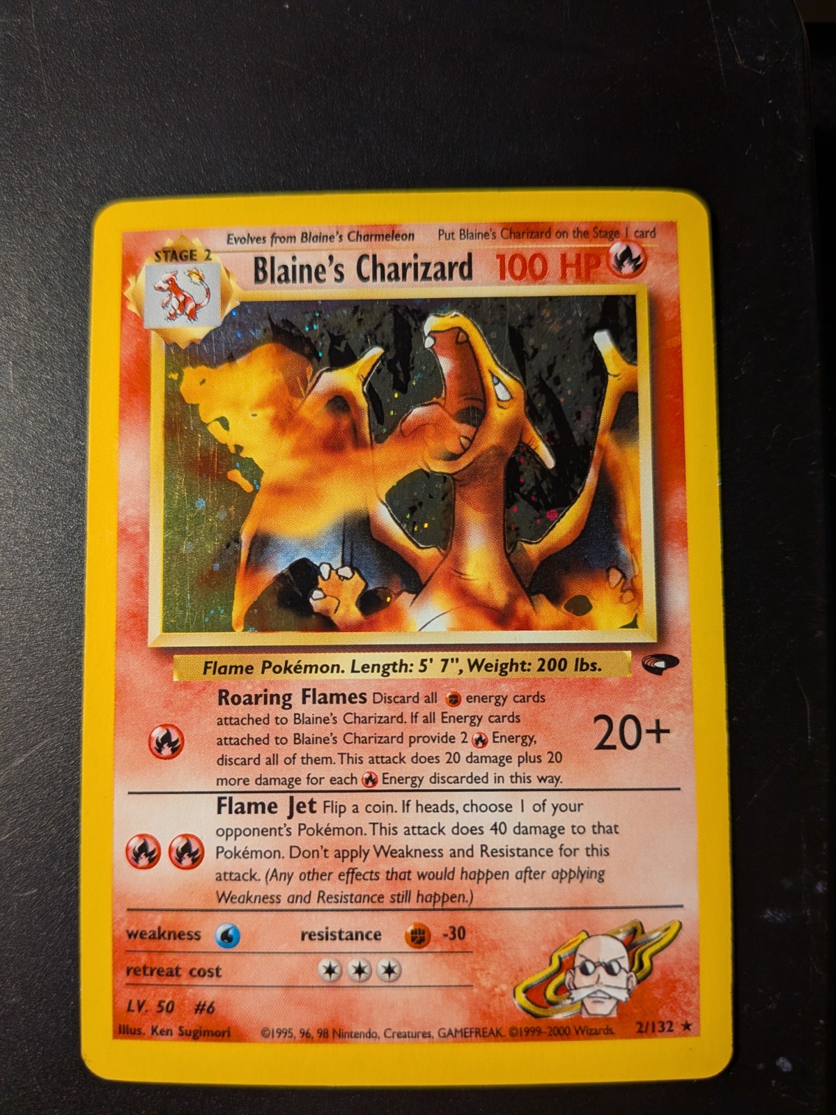 Pokemon Gym Challenge Blaine\'s Charizard 2/132 Holo Rare Uncorrected LP