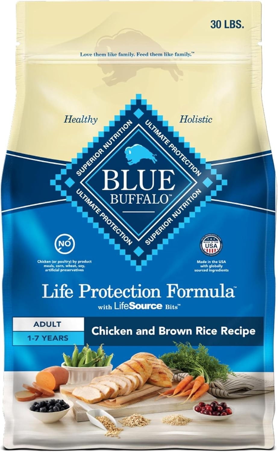 Blue Buffalo Life Formula Senior Chicken & Brown Rice Recipe Dry Dog Food, 30 lb