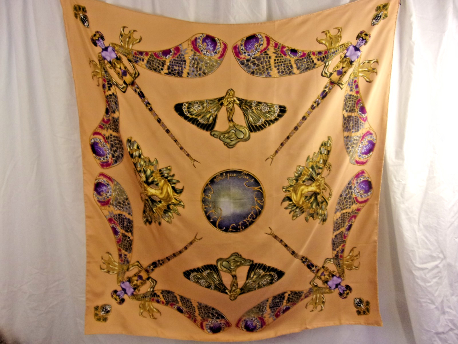 Vintage Lalique Paris Nymphes Aillees very rare silk scarf 34\